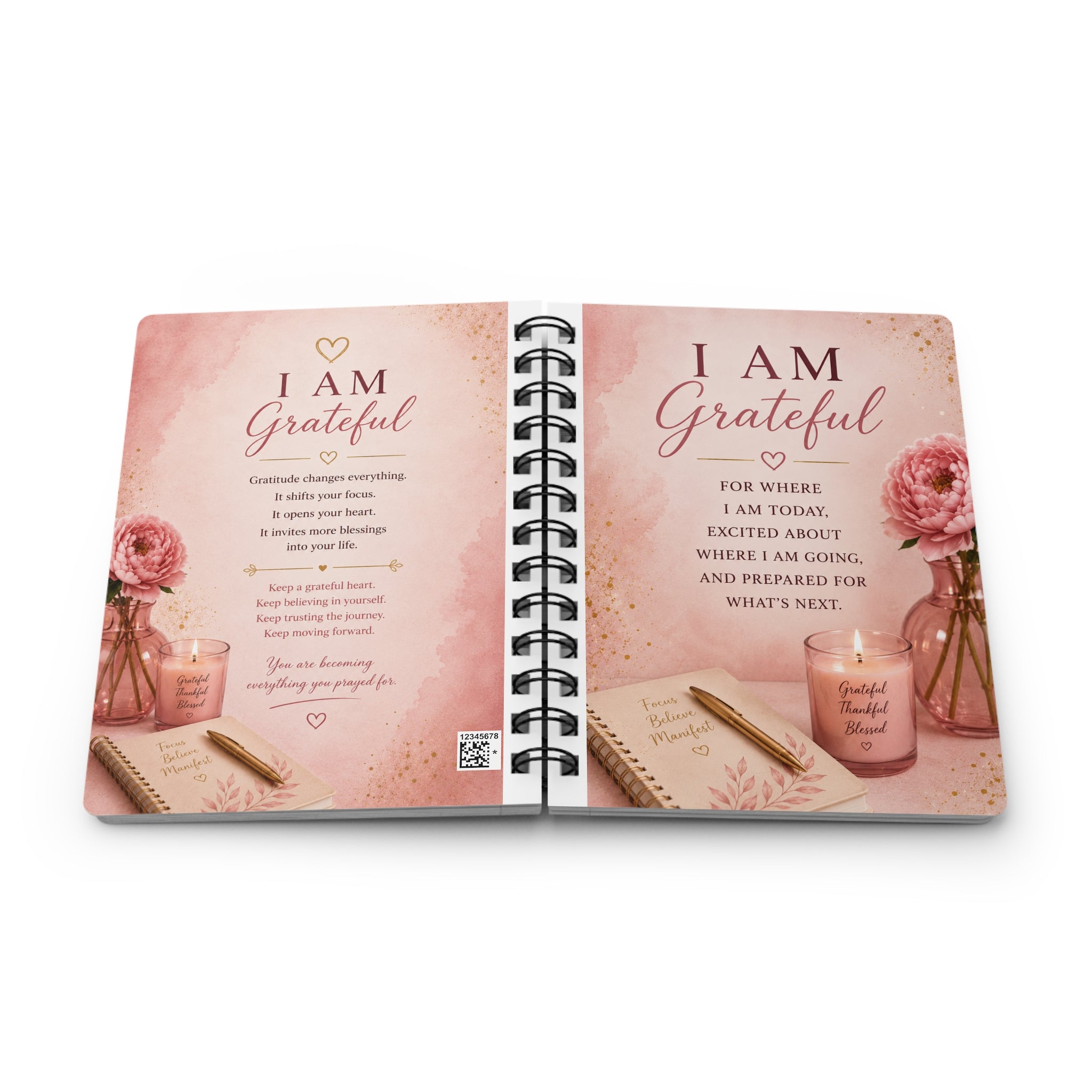 Gratitude Spiral Journal — "I Am Grateful" Inspirational Notebook