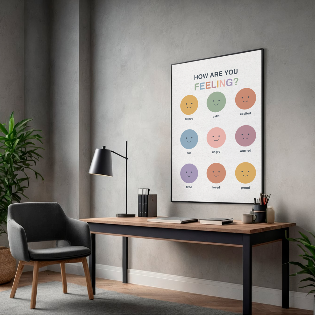 How Are You Feeling Wall Art | Printable Emotion Check-In Poster | Mental Health &amp; Mindfulness Decor | Instant Digital Download