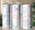 Pastel Butterfly Mental Health 20oz Skinny Tumbler Wrap PNG | Self Care Sublimation Design | Digital Download