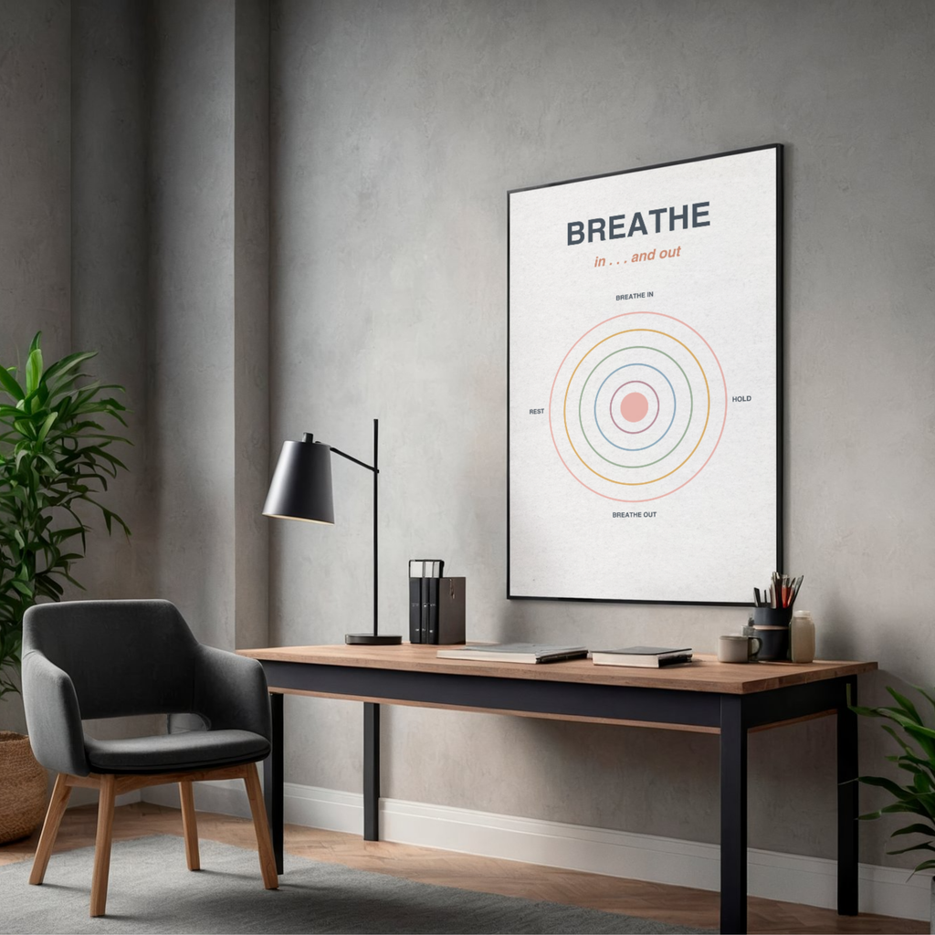 Breathe In &amp; Out Wall Art | Printable Calm Breathing Poster | Mindfulness &amp; Meditation Decor | Relaxation Quote | Instant Digital Download