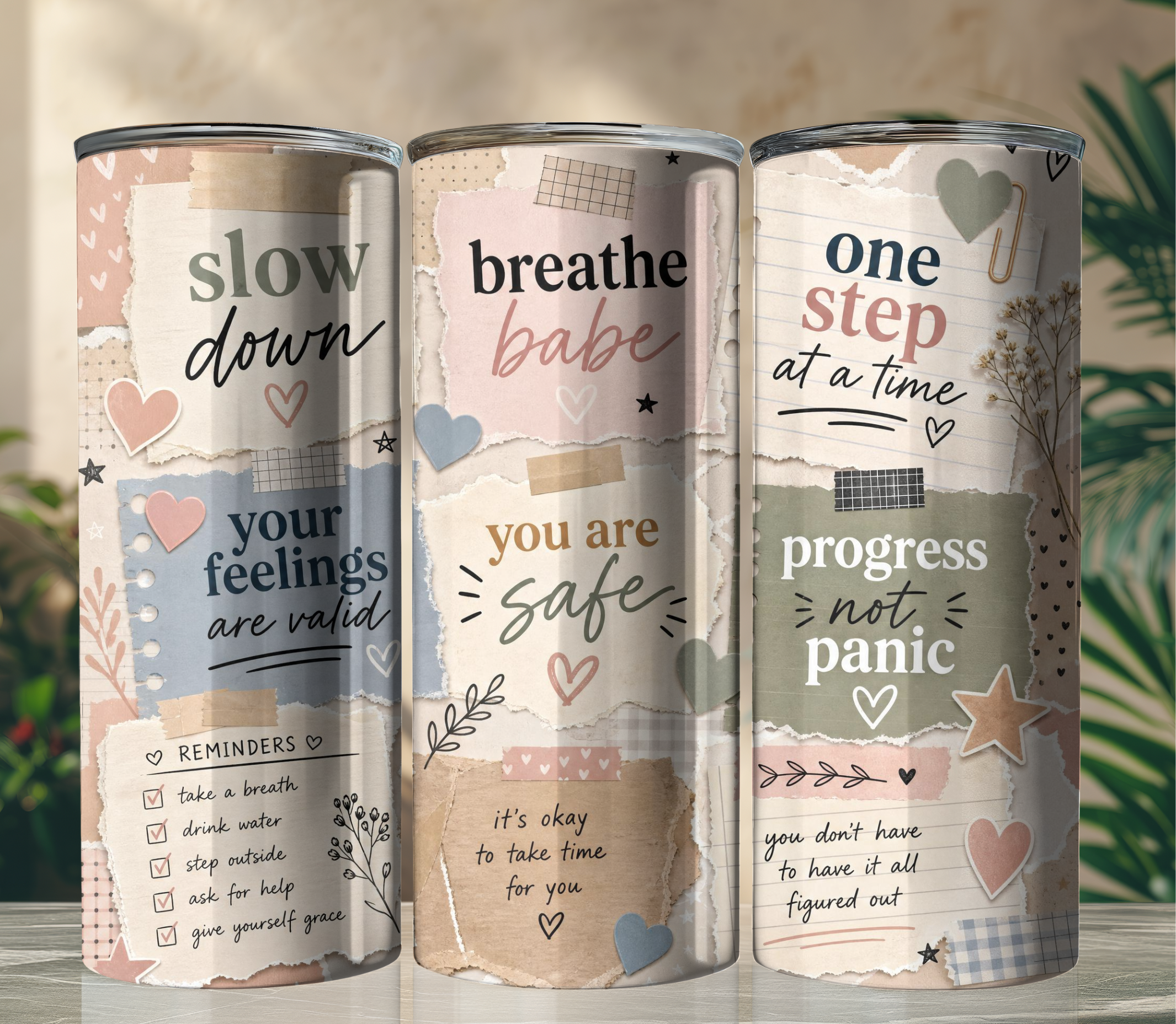 Anxiety Relief Reminders 20oz Skinny Tumbler Wrap PNG | Calming Affirmation Sublimation Design | Digital Download