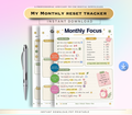 My Monthly Reset Tracker | Printable PDF &amp; PNG Planner | Monthly Reflection, Goal Setting &amp; Reset Routine Checklist