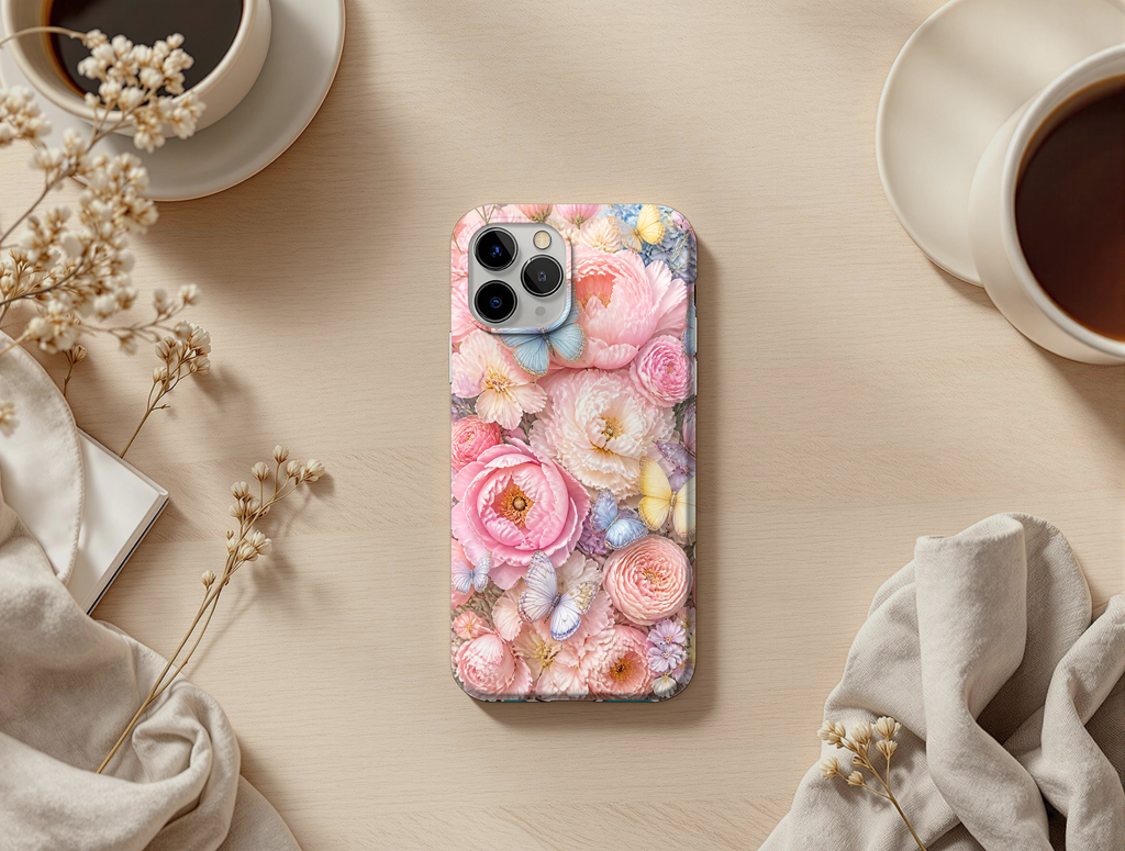 Butterfly Floral Phone Case PNG | Watercolor Butterfly Flower Phone Case Design | Aesthetic Digital Download