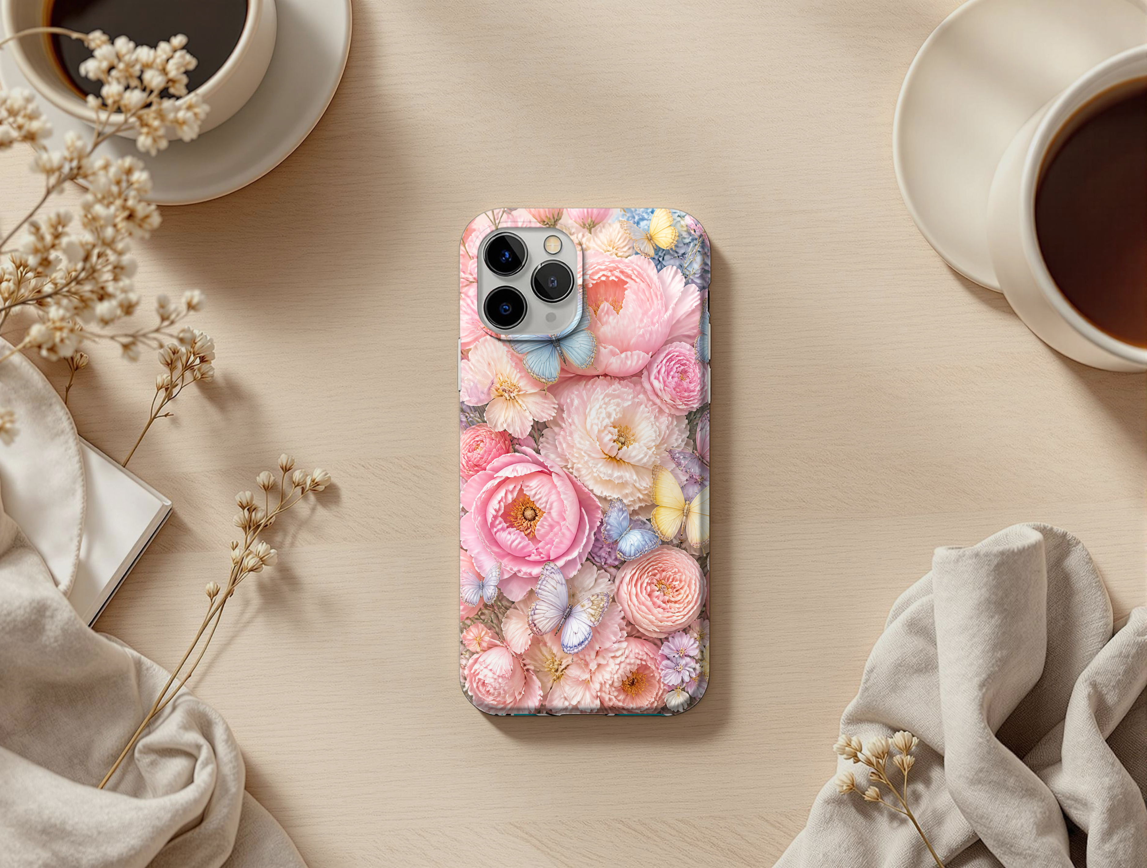 Butterfly Floral Phone Case PNG | Watercolor Butterfly Flower Phone Case Design | Aesthetic Digital Download