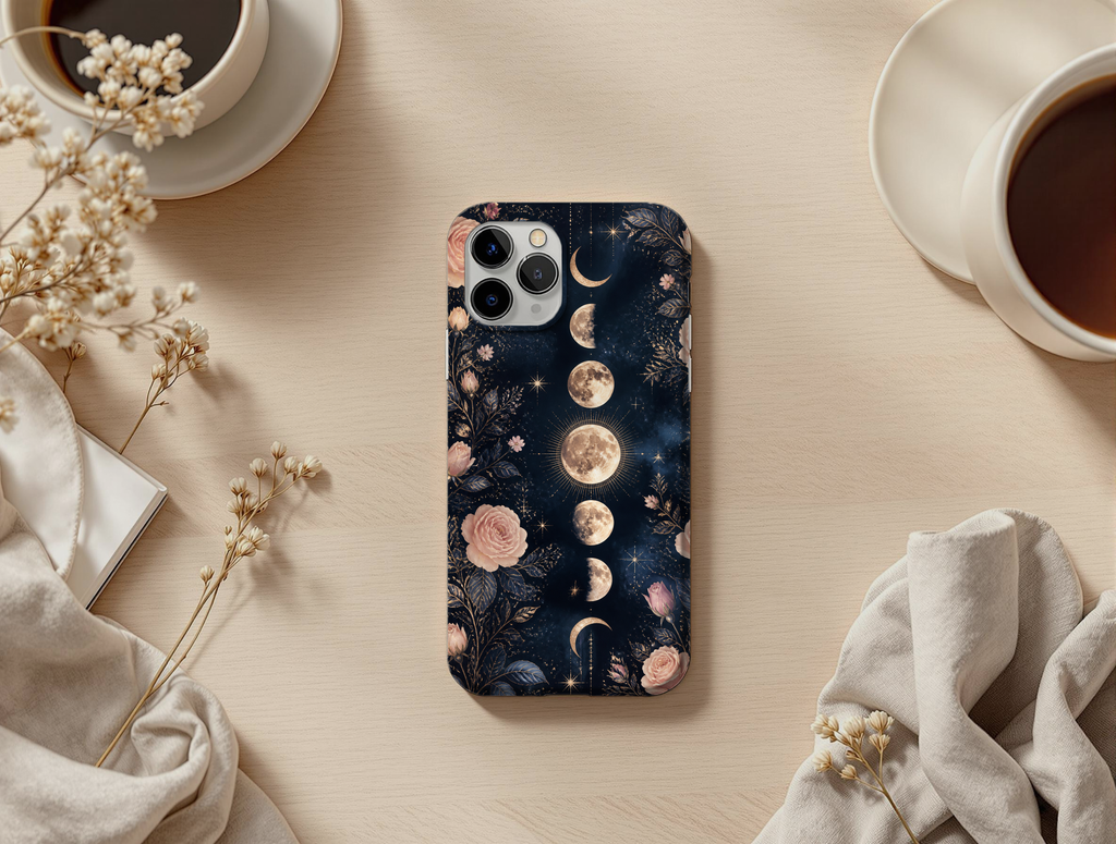 Celestial Moon Phase Phone Case PNG | Boho Lunar Phone Case Design | Aesthetic Digital Download