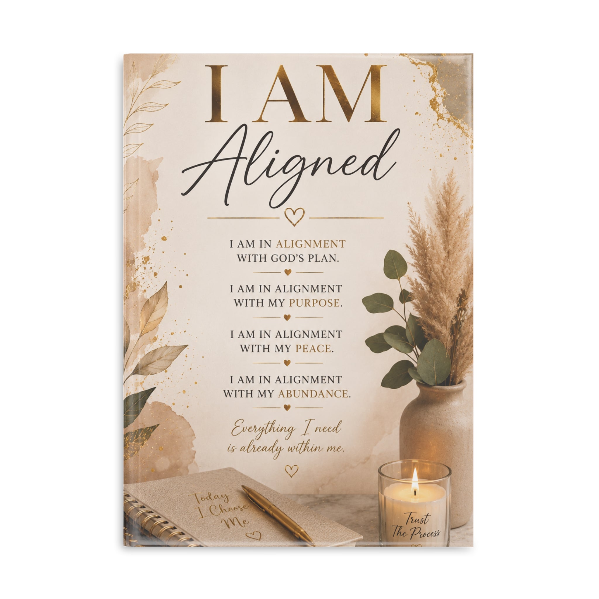 Hardcover Notebook — "I AM Aligned" Inspirational Journal (Affirmations, Faith & Gratitude)