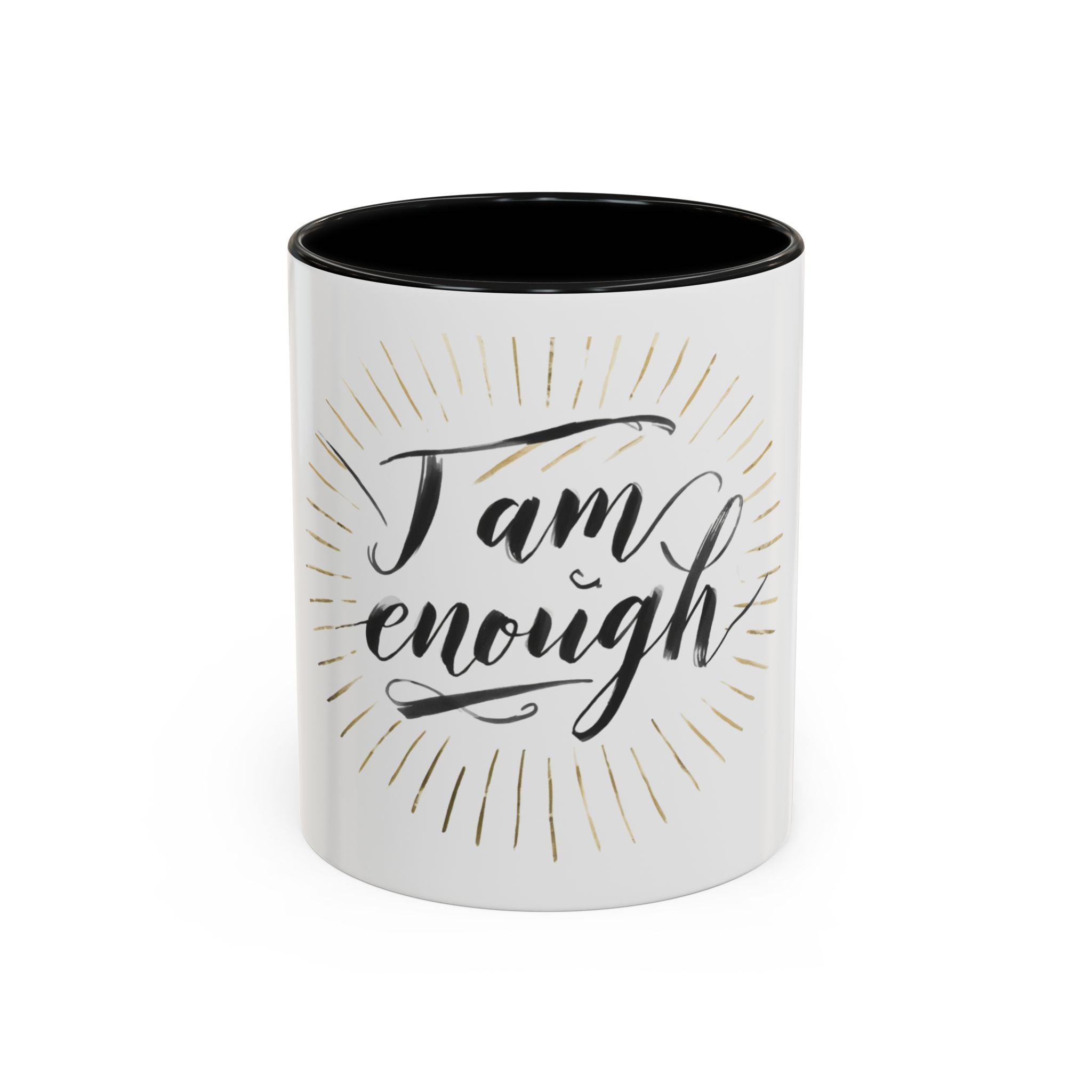 I Am Enough Accent Coffee Mug – Inspirational Ceramic Coffee Mug (11/15oz)