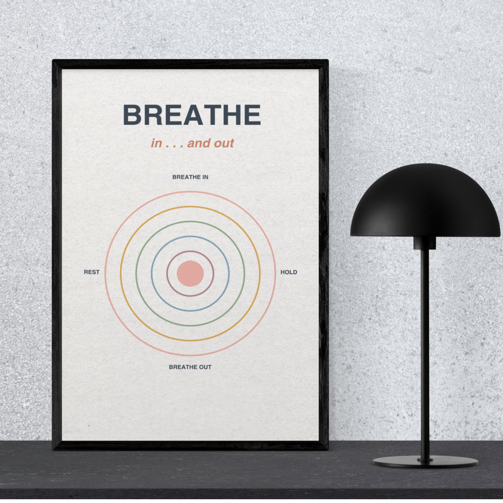 Breathe In &amp; Out Wall Art | Printable Calm Breathing Poster | Mindfulness &amp; Meditation Decor | Relaxation Quote | Instant Digital Download