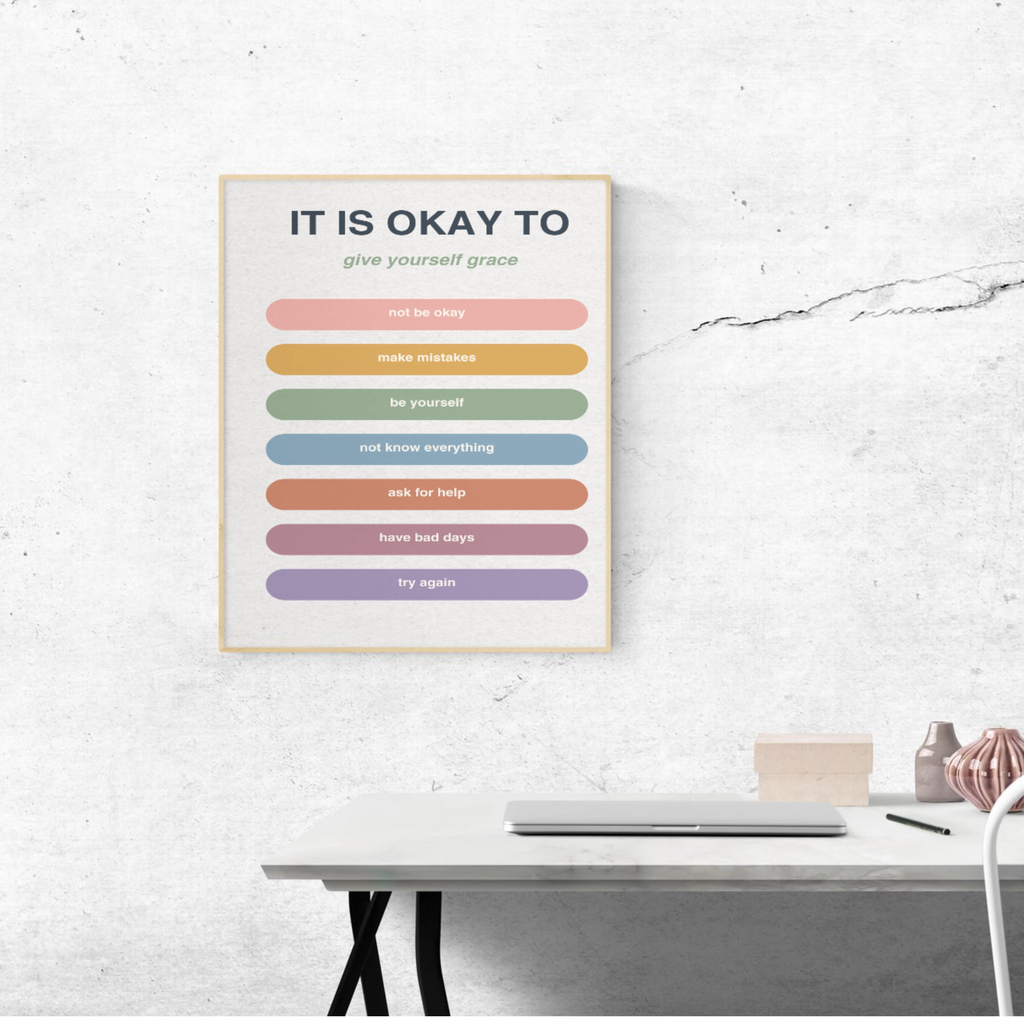 It’s Okay Wall Art | Printable Self-Love Quote Poster | Gentle Affirmation Decor for Healing, Calm &amp; Emotional Support | Instant Download