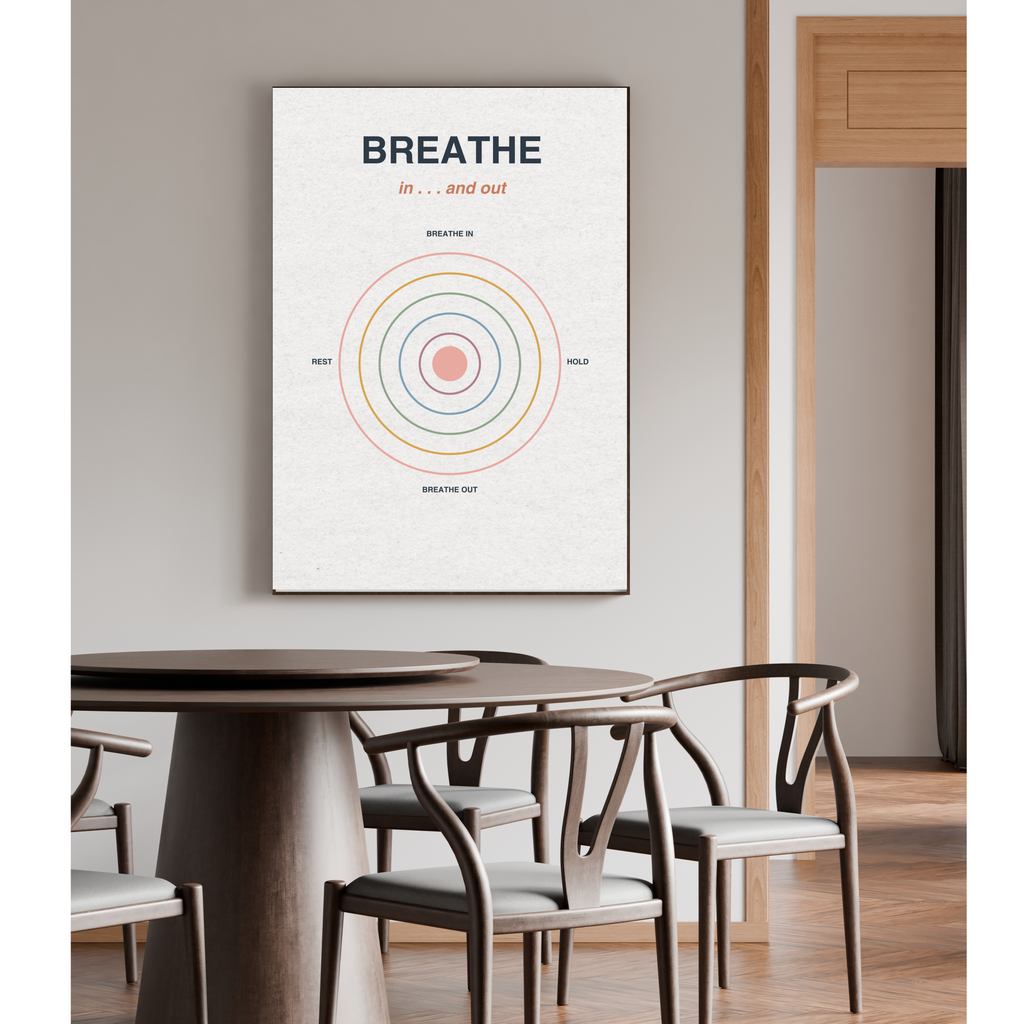 Breathe In &amp; Out Wall Art | Printable Calm Breathing Poster | Mindfulness &amp; Meditation Decor | Relaxation Quote | Instant Digital Download