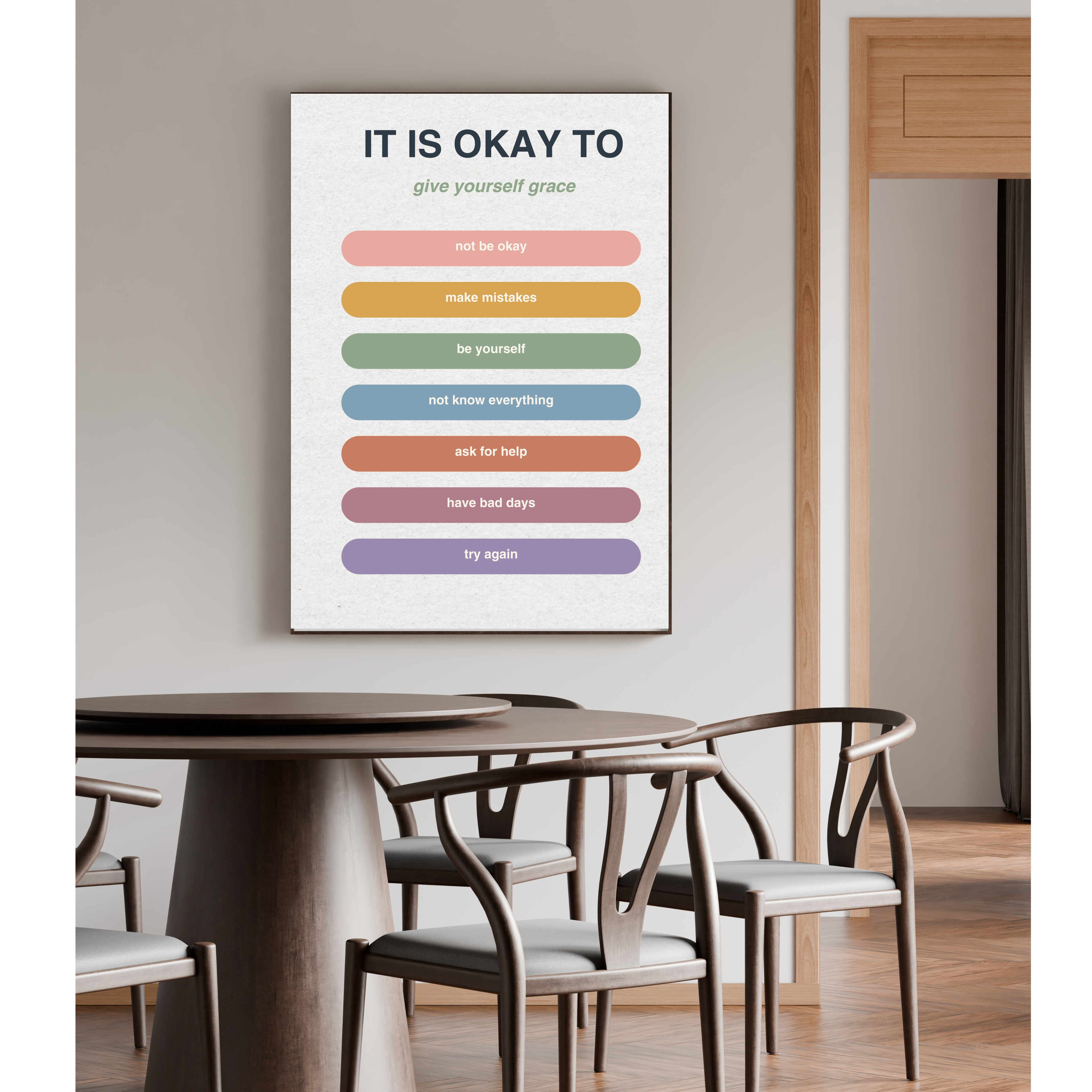 It’s Okay Wall Art | Printable Self-Love Quote Poster | Gentle Affirmation Decor for Healing, Calm &amp; Emotional Support | Instant Download