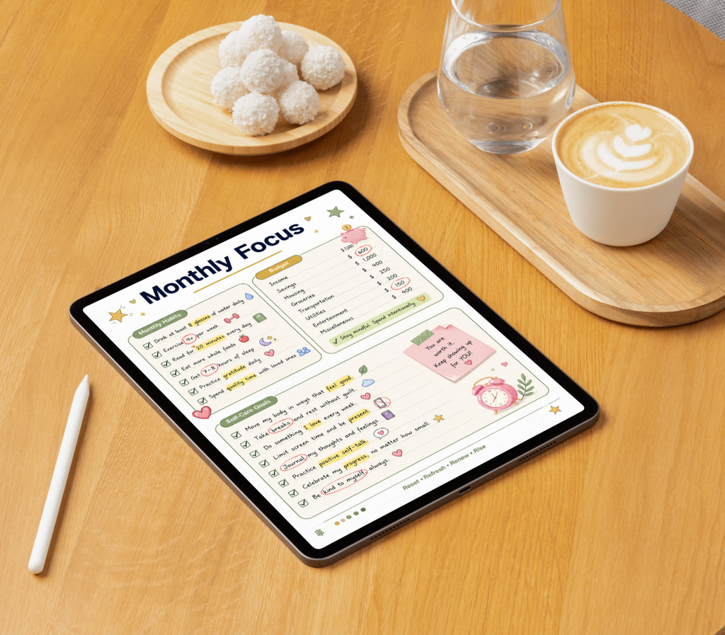 My Monthly Reset Tracker | Printable PDF &amp; PNG Planner | Monthly Reflection, Goal Setting &amp; Reset Routine Checklist