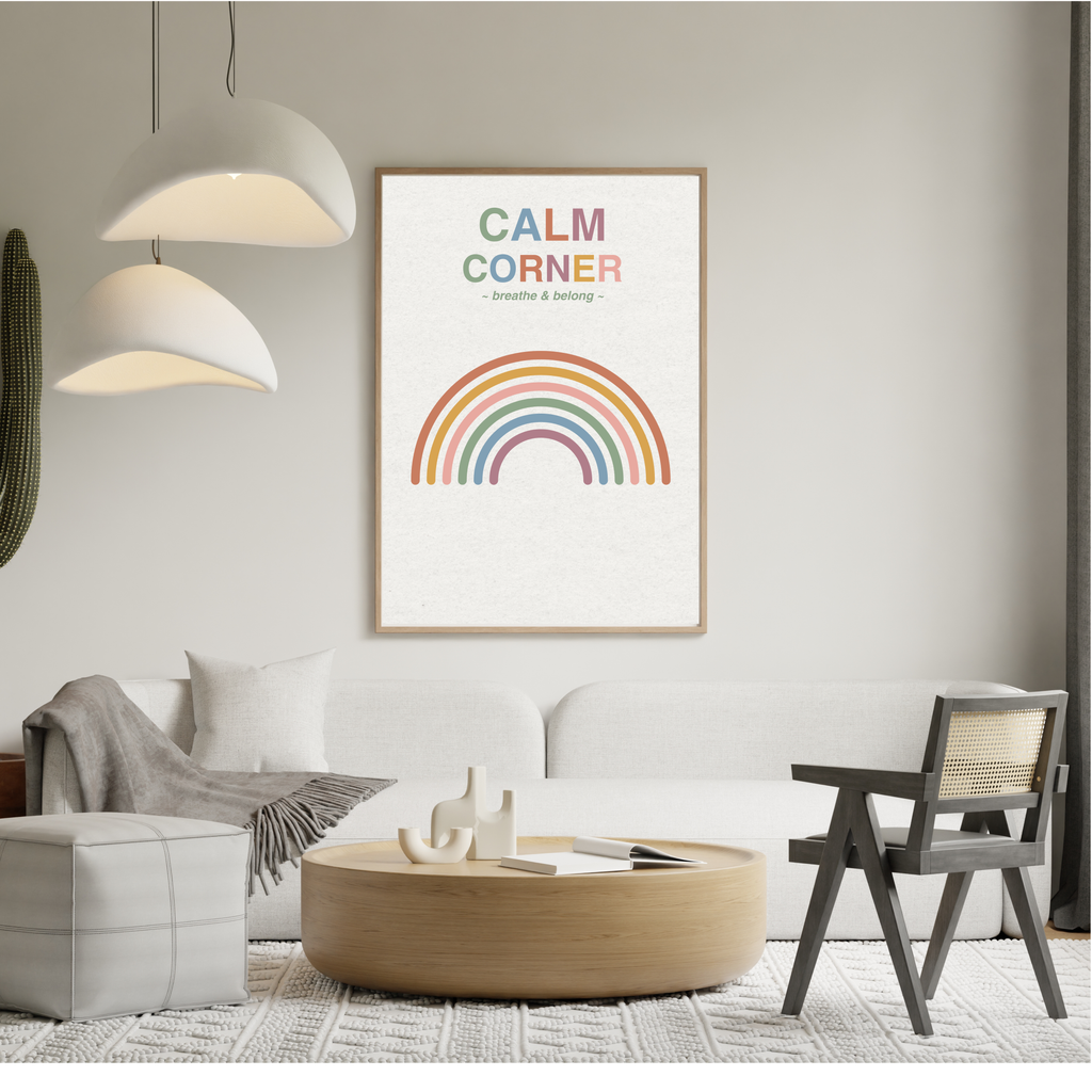 Calm Corner | Breathe and Belong Wall Art Printable | Minimalist Self-Care Quote Poster | Mindfulness &amp; Relaxation Decor | Instant Download