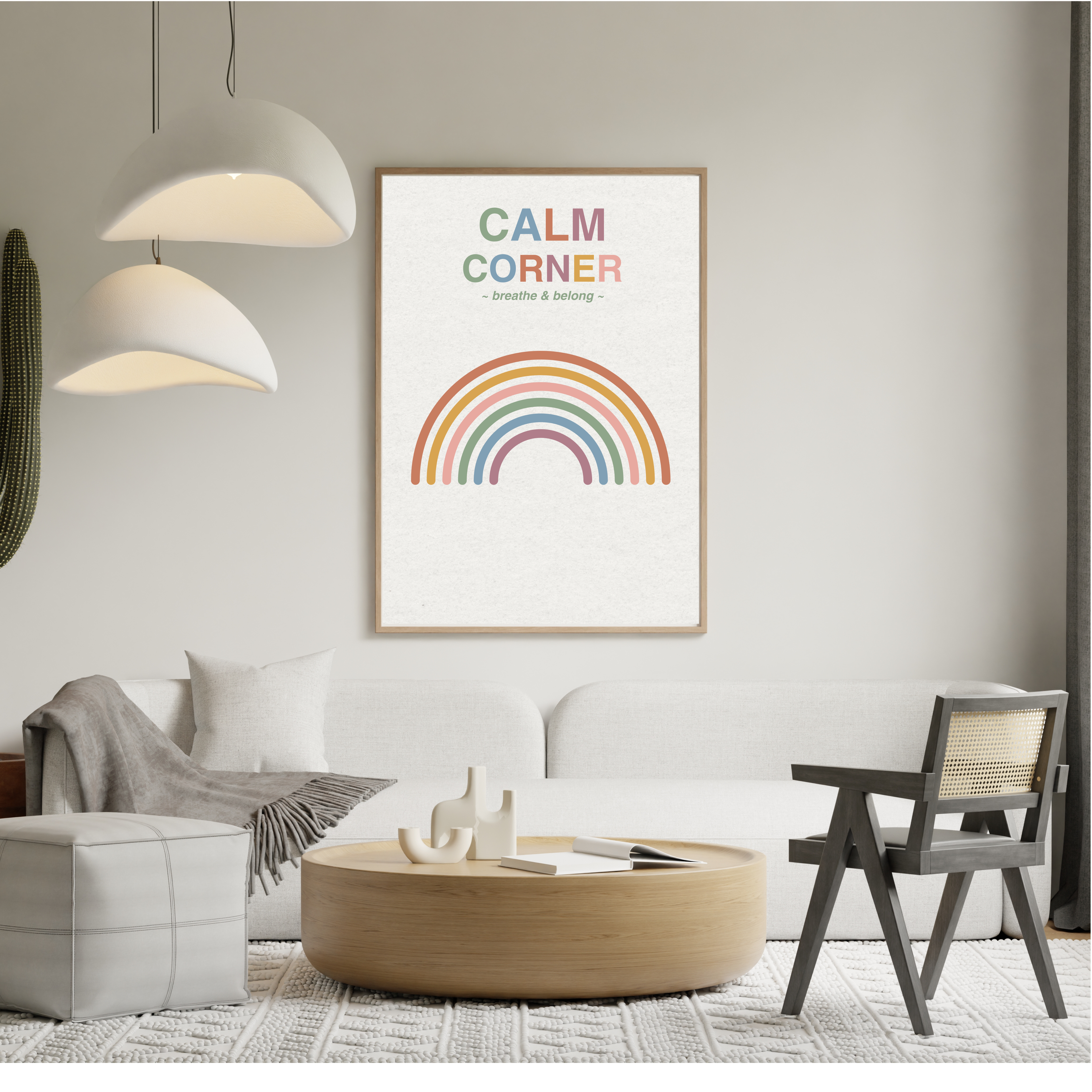 Calm Corner | Breathe and Belong Wall Art Printable | Minimalist Self-Care Quote Poster | Mindfulness &amp; Relaxation Decor | Instant Download