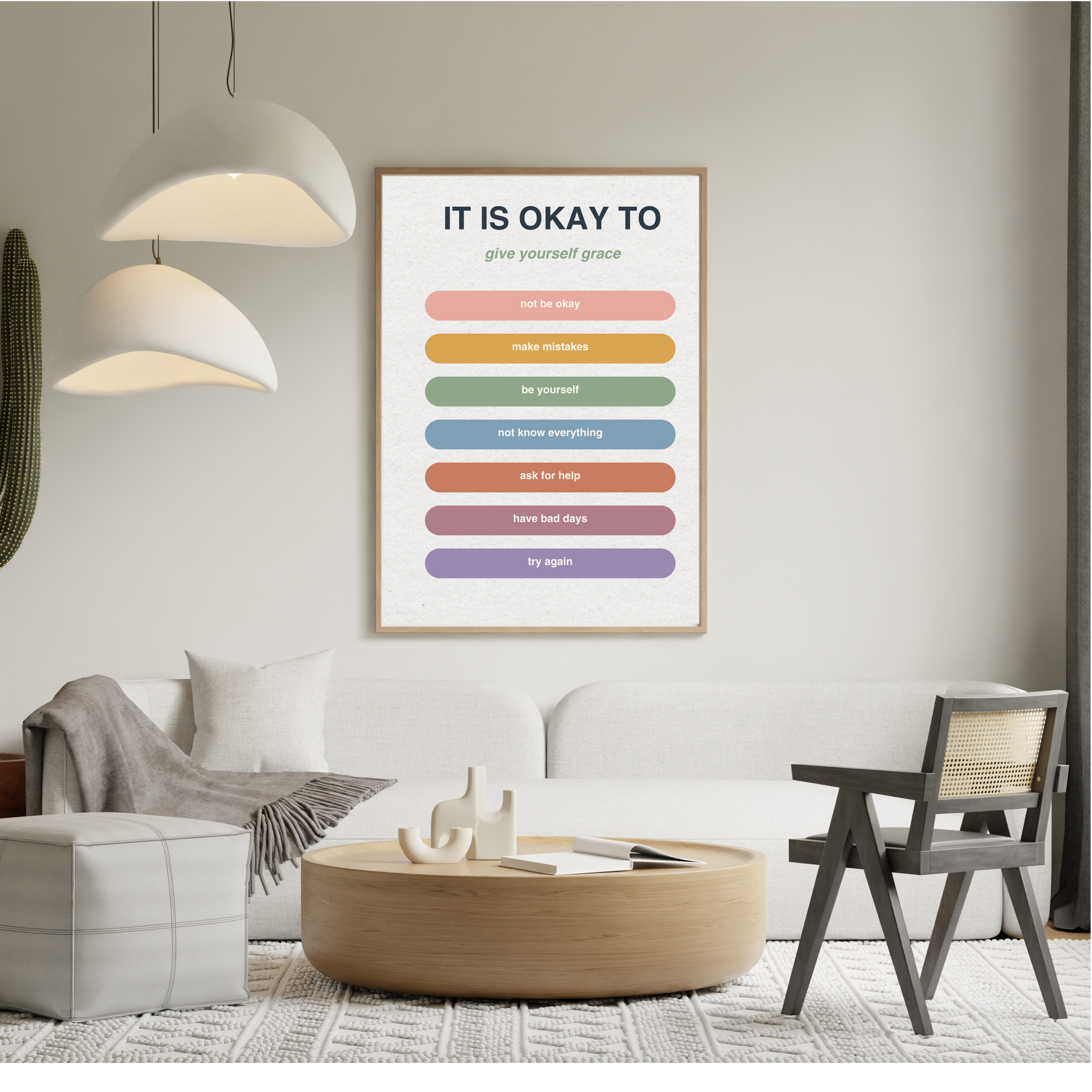 It’s Okay Wall Art | Printable Self-Love Quote Poster | Gentle Affirmation Decor for Healing, Calm &amp; Emotional Support | Instant Download