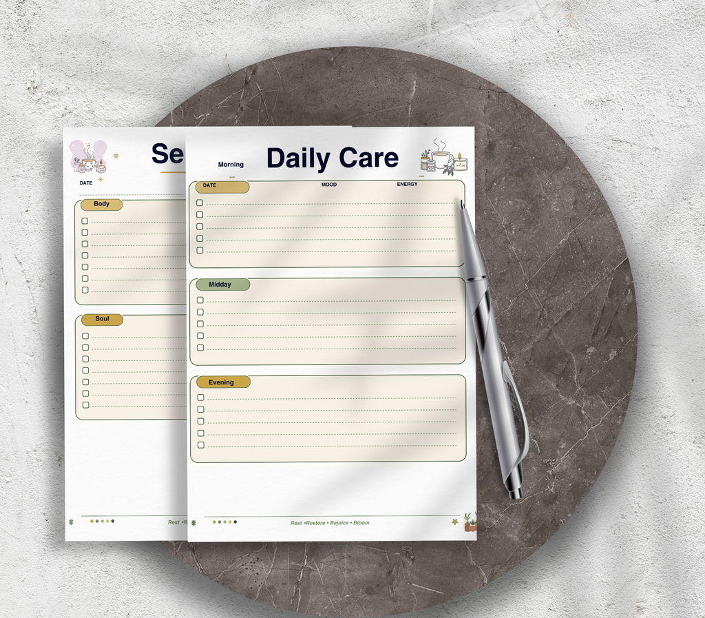 Self-Care Checklist | Printable PDF &amp; PNG Wellness Planner | Daily Self-Love Routine, Mindfulness &amp; Mental Health Tracker