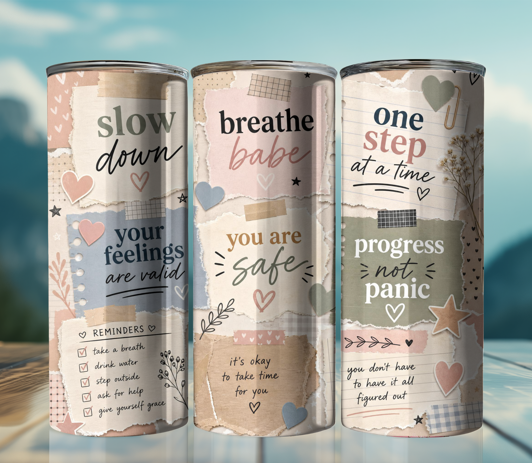Anxiety Relief Reminders 20oz Skinny Tumbler Wrap PNG | Calming Affirmation Sublimation Design | Digital Download