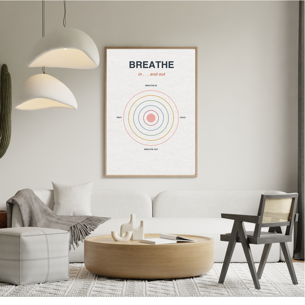 Breathe In &amp; Out Wall Art | Printable Calm Breathing Poster | Mindfulness &amp; Meditation Decor | Relaxation Quote | Instant Digital Download