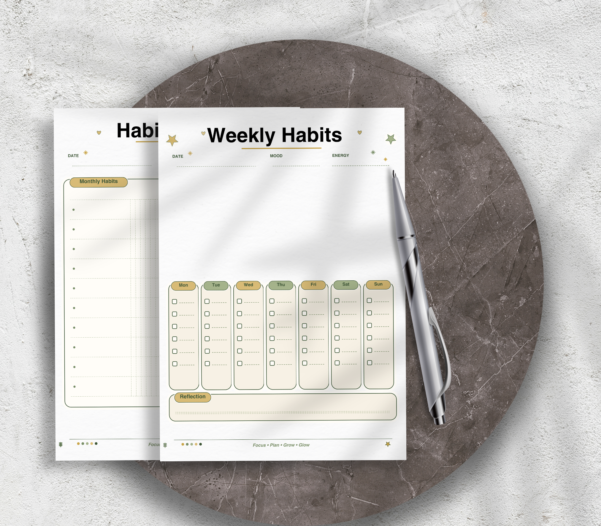 Habit Tracker | Printable PDF &amp; PNG Daily Routine Planner | Habit Building, Productivity &amp; Goal Tracking Tool