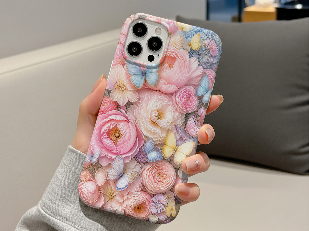 Butterfly Floral Phone Case PNG | Watercolor Butterfly Flower Phone Case Design | Aesthetic Digital Download