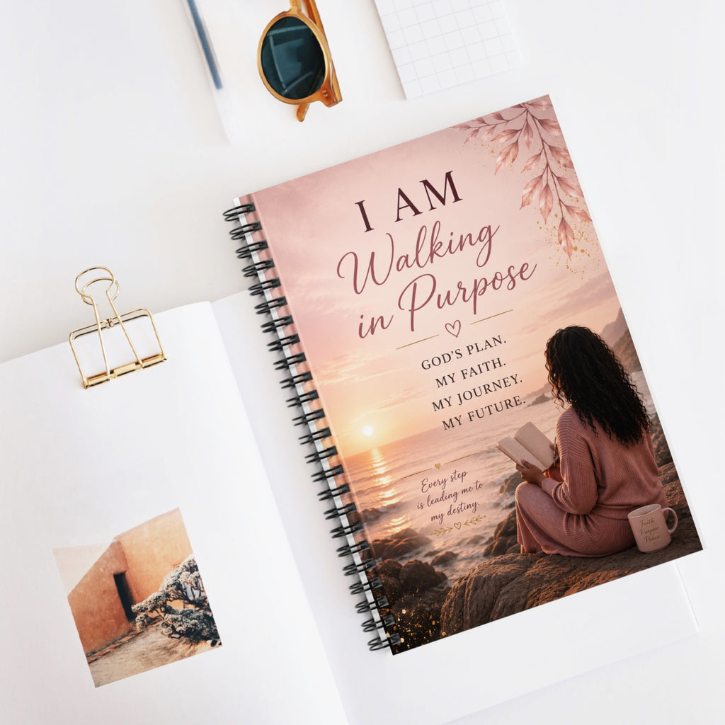 I Am Walking in Purpose Spiral Notebook — Inspirational Christian Journal for Faith, Goals & Daily Devotion