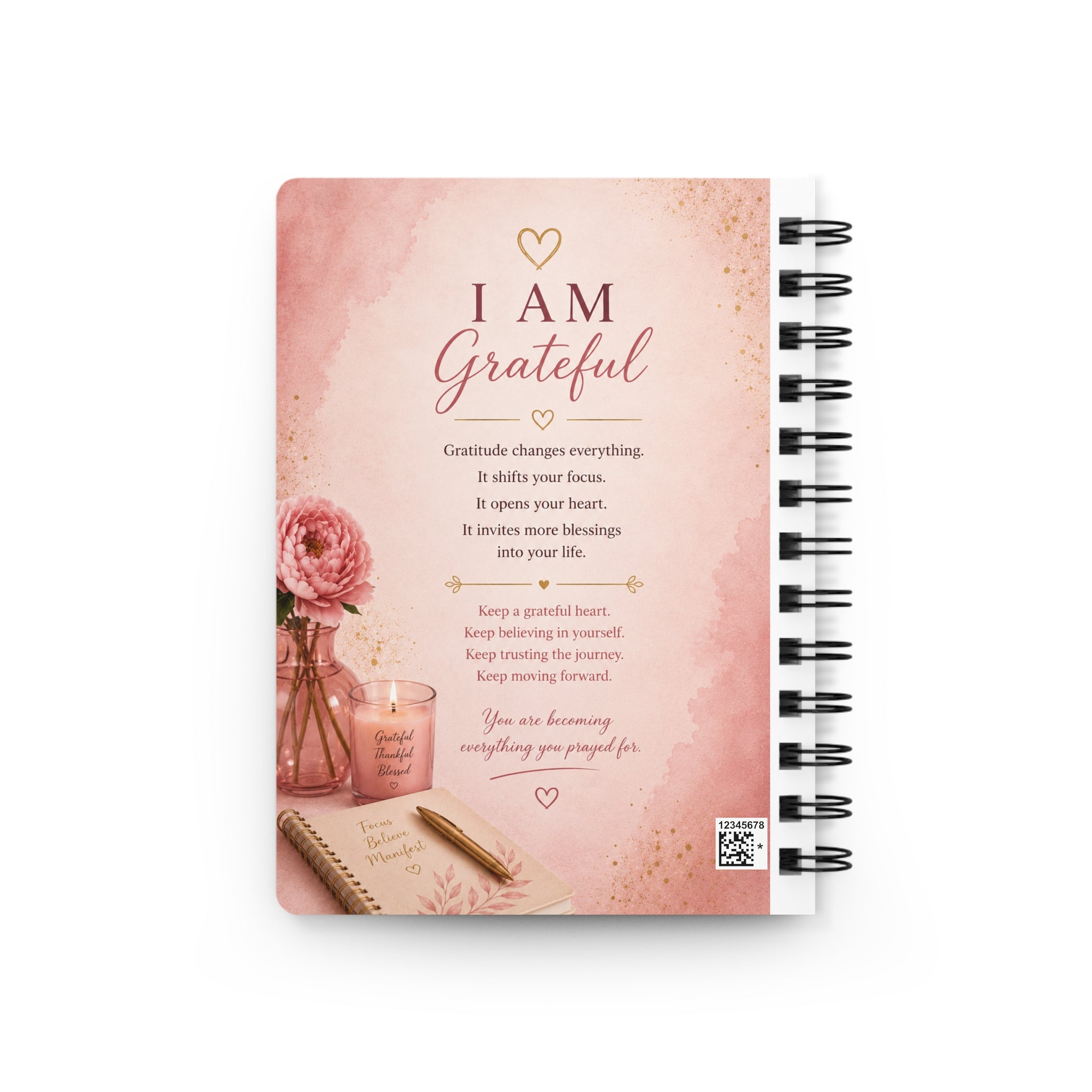 Gratitude Spiral Journal — "I Am Grateful" Inspirational Notebook