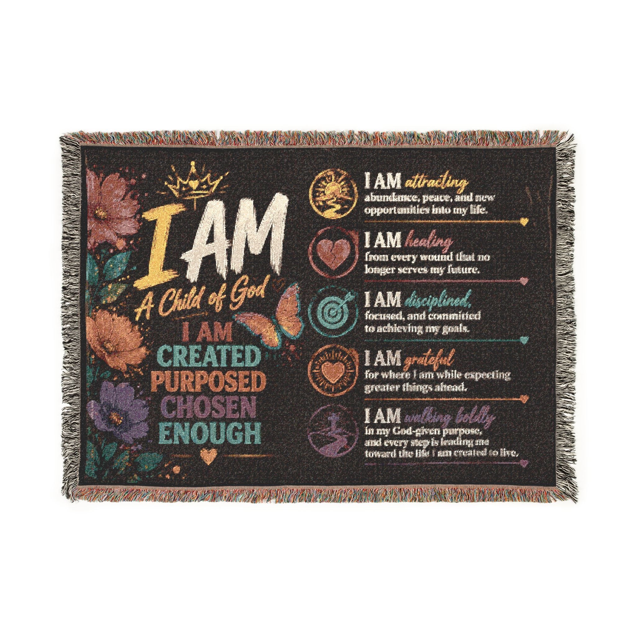 Christian Prayer Scene Woven Blanket | Inspirational Scripture Throw