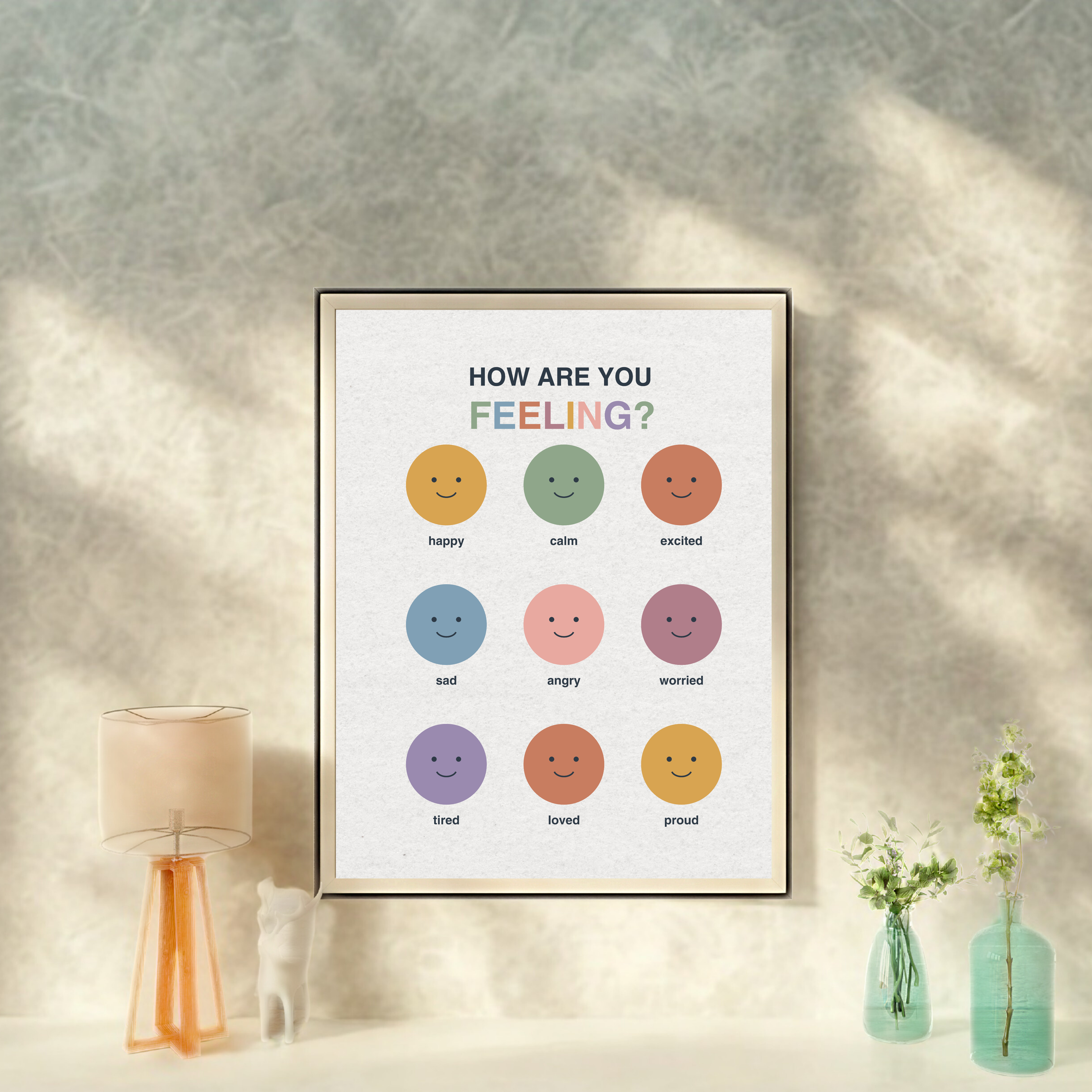 How Are You Feeling Wall Art | Printable Emotion Check-In Poster | Mental Health &amp; Mindfulness Decor | Instant Digital Download
