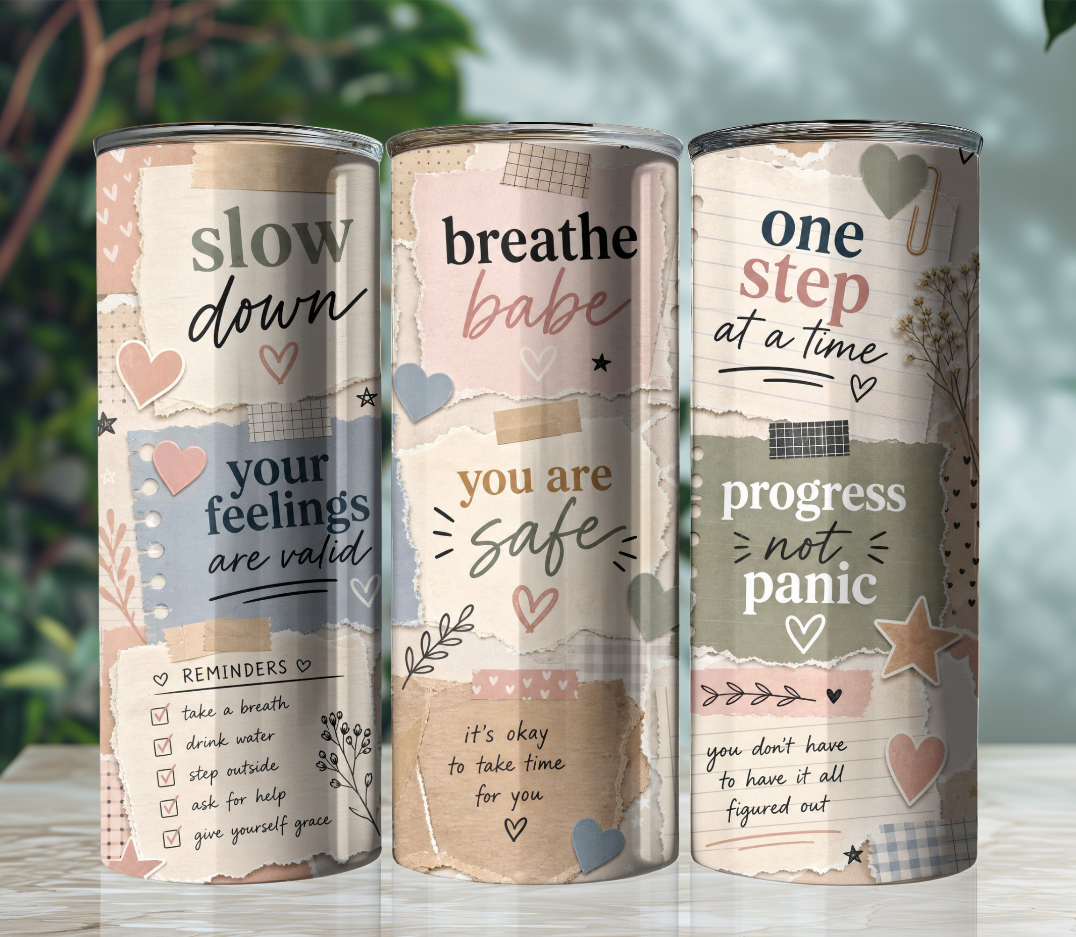 Anxiety Relief Reminders 20oz Skinny Tumbler Wrap PNG | Calming Affirmation Sublimation Design | Digital Download