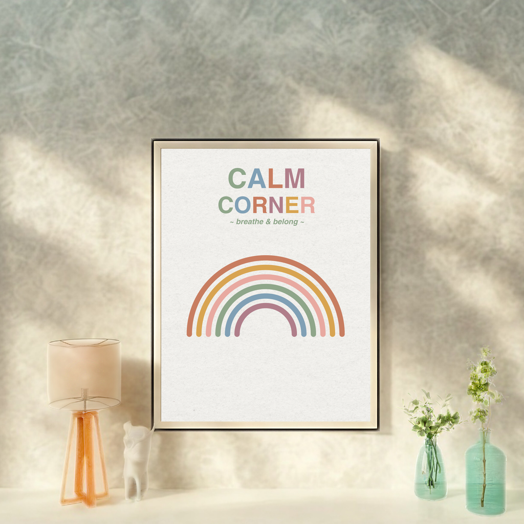 Calm Corner | Breathe and Belong Wall Art Printable | Minimalist Self-Care Quote Poster | Mindfulness &amp; Relaxation Decor | Instant Download