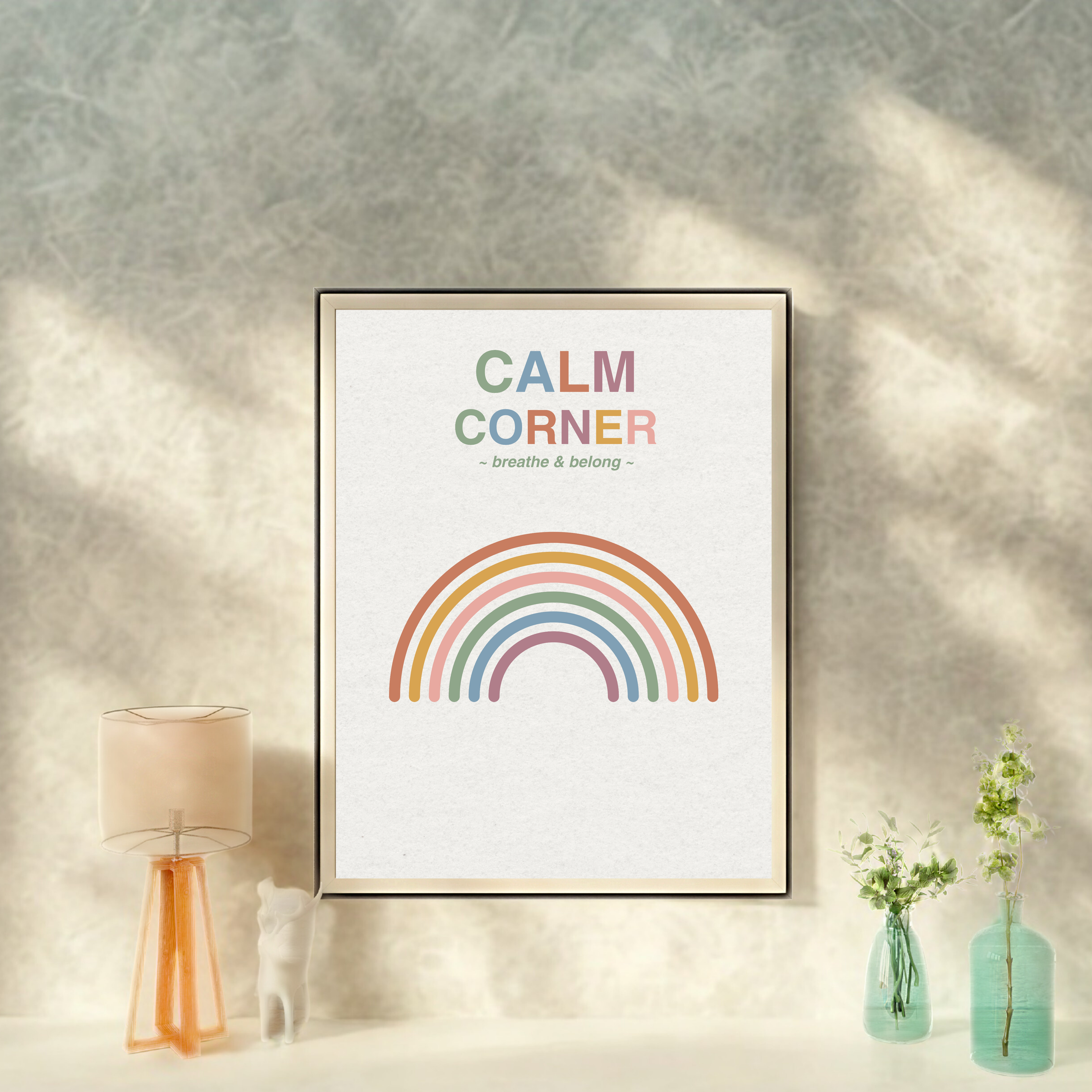 Calm Corner | Breathe and Belong Wall Art Printable | Minimalist Self-Care Quote Poster | Mindfulness &amp; Relaxation Decor | Instant Download