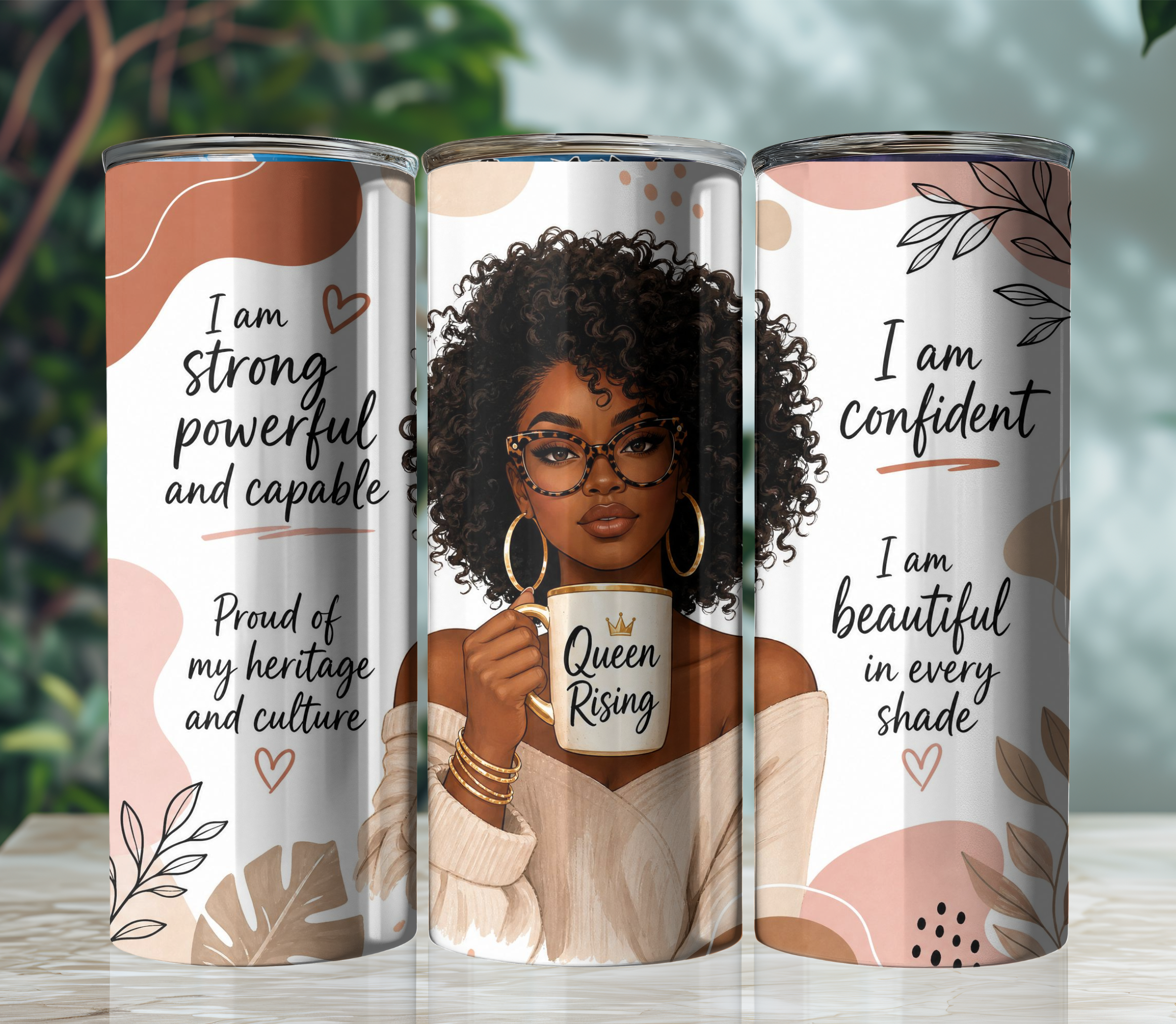 Queen Rising 20oz Skinny Tumbler Wrap PNG | Empowering Melanin Queen Sublimation Design | Digital Download