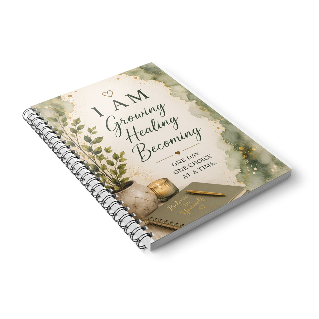 I AM Growing Healing Becoming Spiral Notebook — A5 Wirobound Inspirational Journal