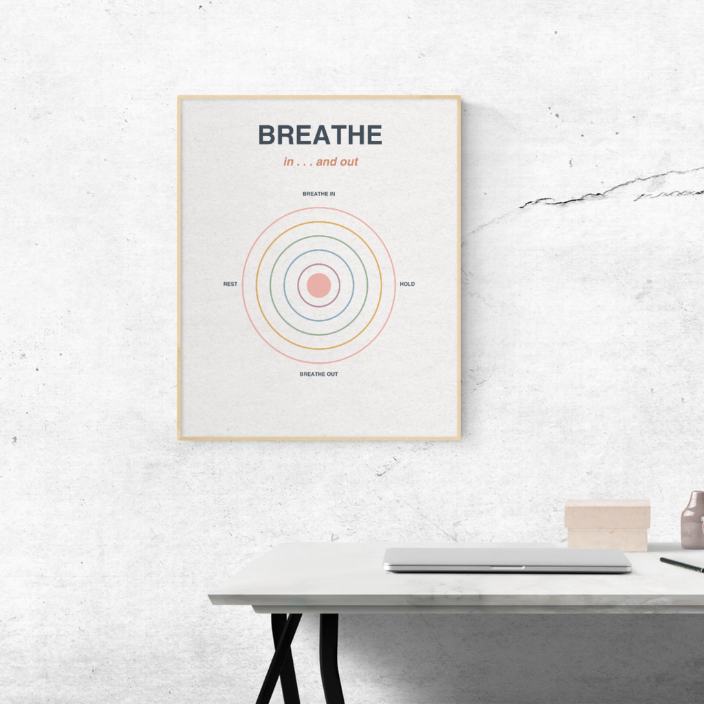 Breathe In &amp; Out Wall Art | Printable Calm Breathing Poster | Mindfulness &amp; Meditation Decor | Relaxation Quote | Instant Digital Download