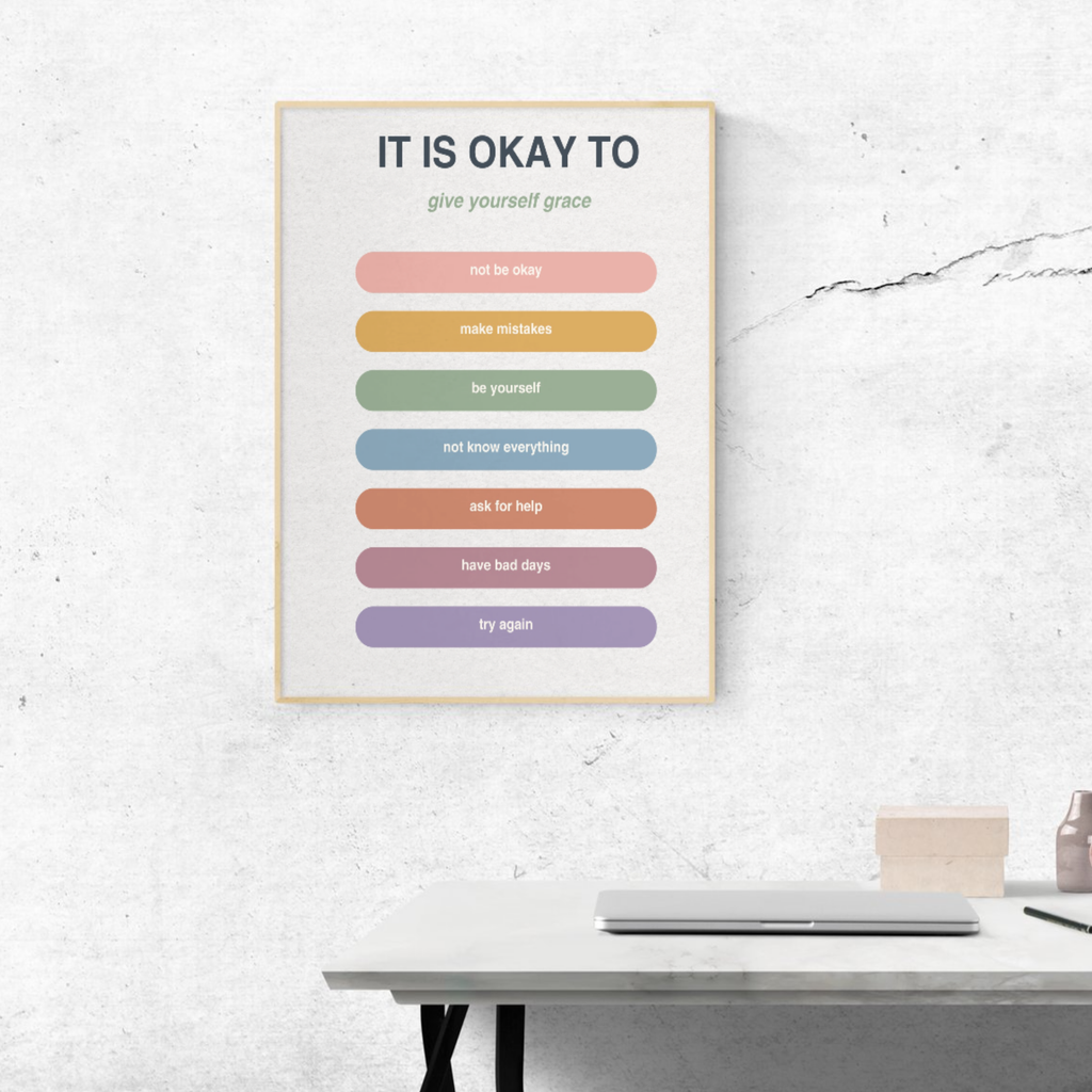 It’s Okay Wall Art | Printable Self-Love Quote Poster | Gentle Affirmation Decor for Healing, Calm &amp; Emotional Support | Instant Download