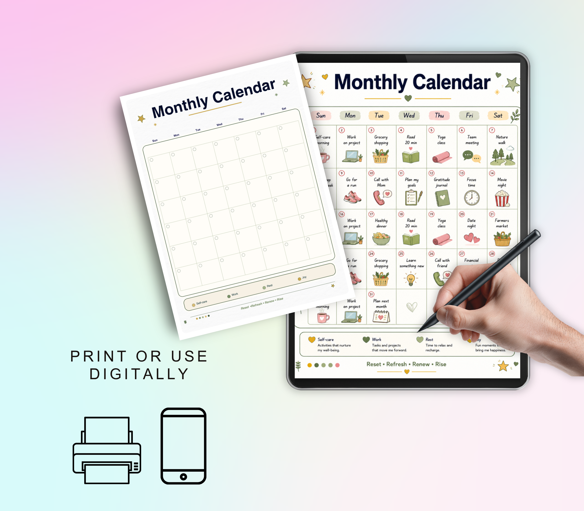 My Monthly Reset Tracker | Printable PDF &amp; PNG Planner | Monthly Reflection, Goal Setting &amp; Reset Routine Checklist
