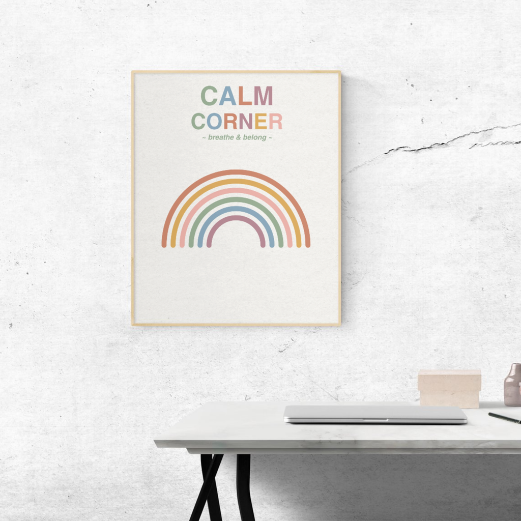 Calm Corner | Breathe and Belong Wall Art Printable | Minimalist Self-Care Quote Poster | Mindfulness &amp; Relaxation Decor | Instant Download