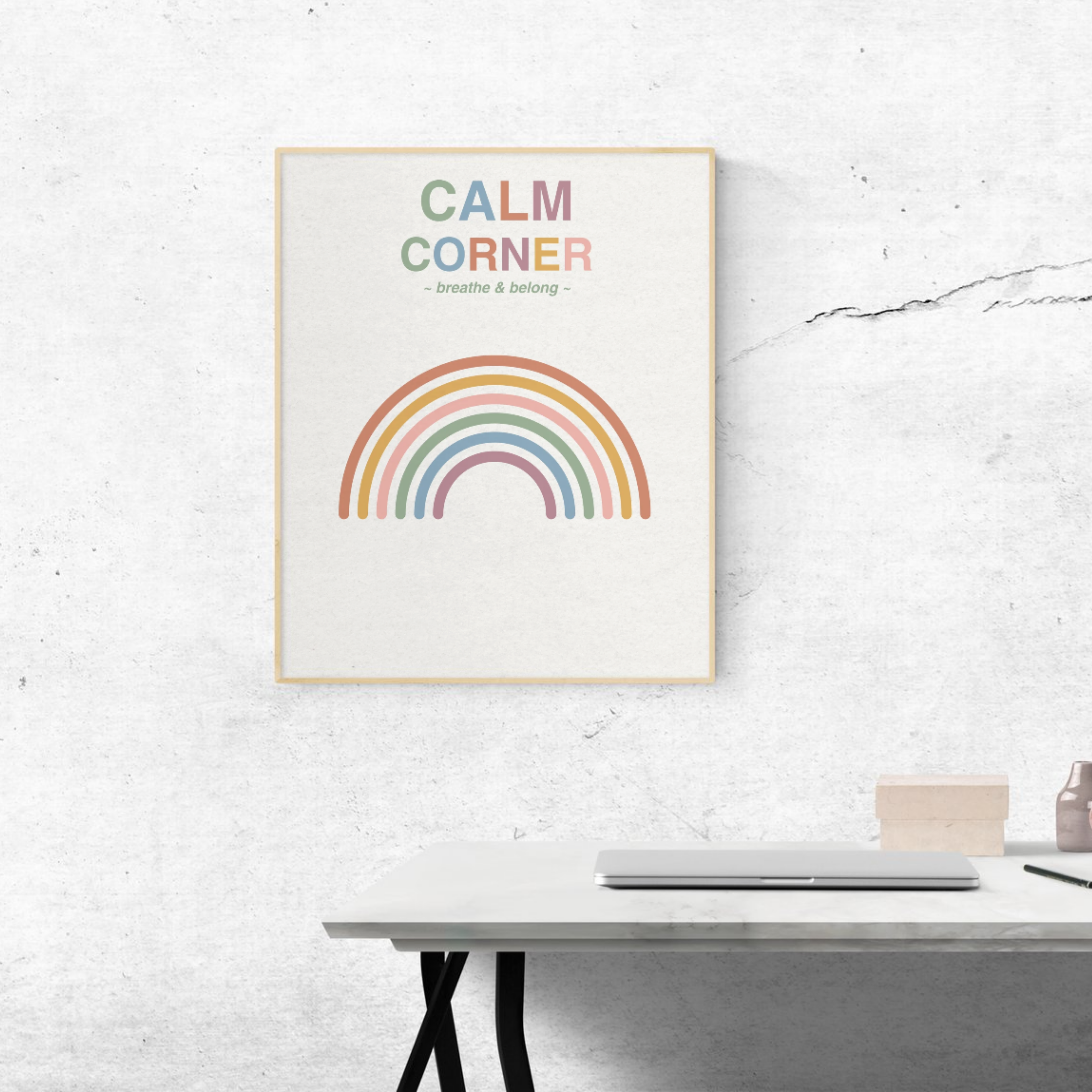 Calm Corner | Breathe and Belong Wall Art Printable | Minimalist Self-Care Quote Poster | Mindfulness &amp; Relaxation Decor | Instant Download