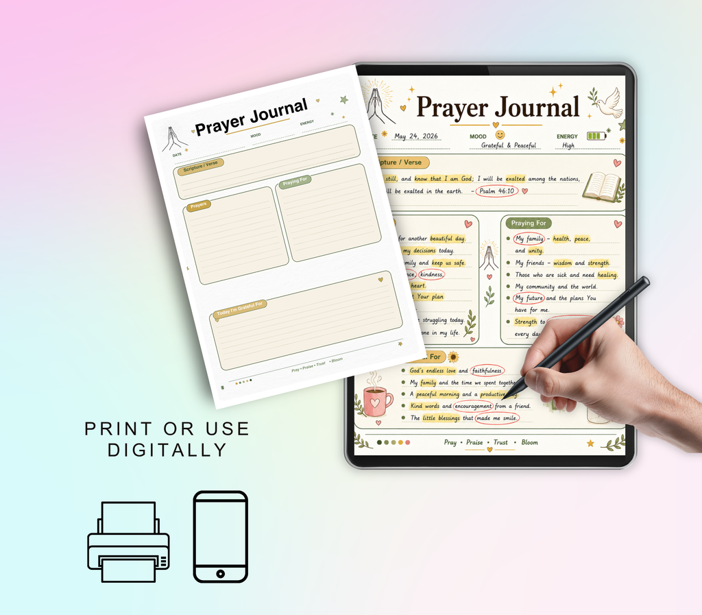 My Spirituality Tracker | Printable PDF &amp; PNG Faith Journal | Daily Spiritual Growth, Reflection &amp; Mindfulness Planner