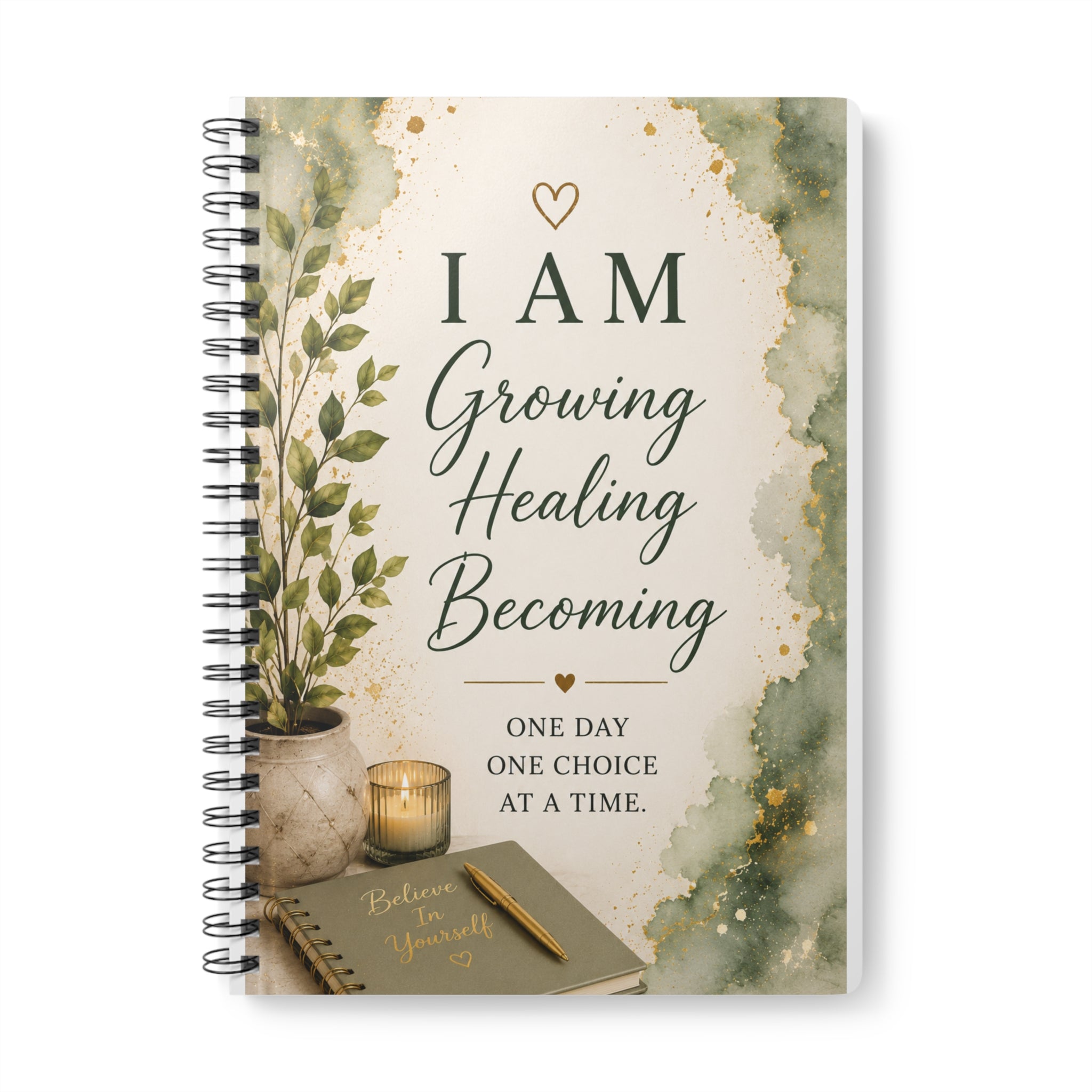 I AM Growing Healing Becoming Spiral Notebook — A5 Wirobound Inspirational Journal