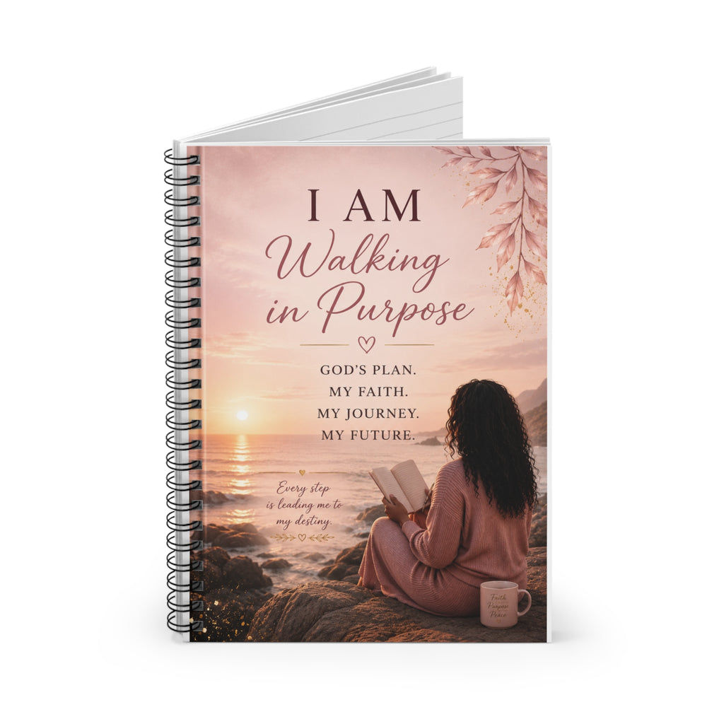 I Am Walking in Purpose Spiral Notebook — Inspirational Christian Journal for Faith, Goals & Daily Devotion