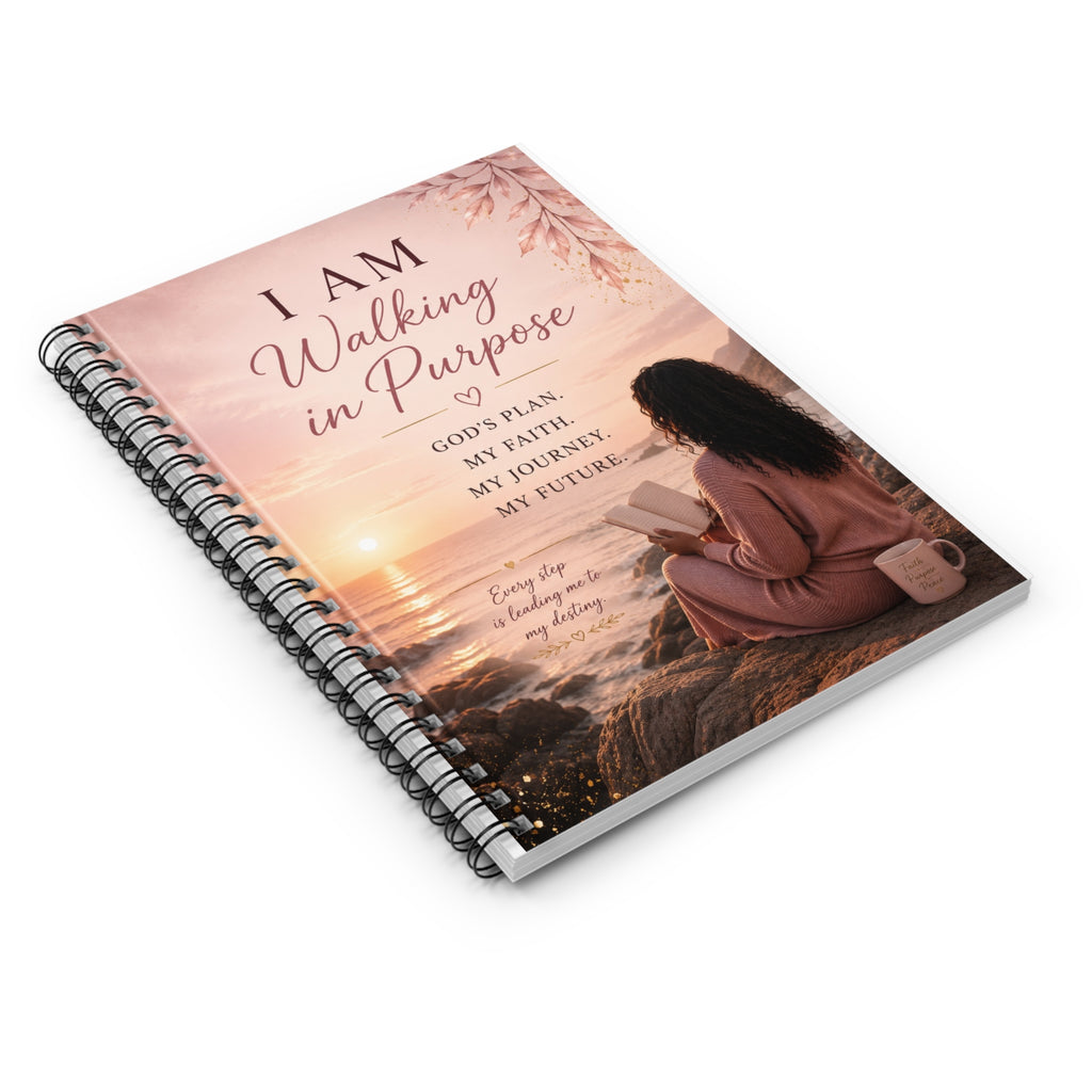 I Am Walking in Purpose Spiral Notebook — Inspirational Christian Journal for Faith, Goals & Daily Devotion