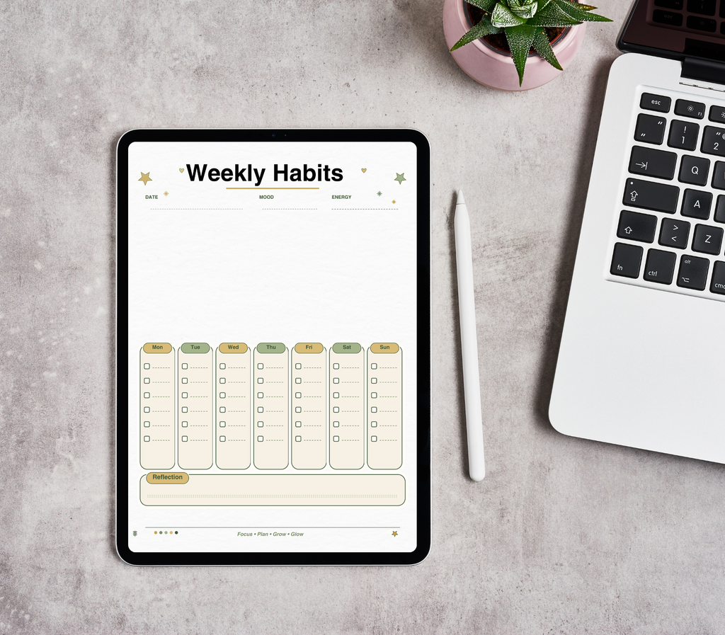 Habit Tracker | Printable PDF &amp; PNG Daily Routine Planner | Habit Building, Productivity &amp; Goal Tracking Tool
