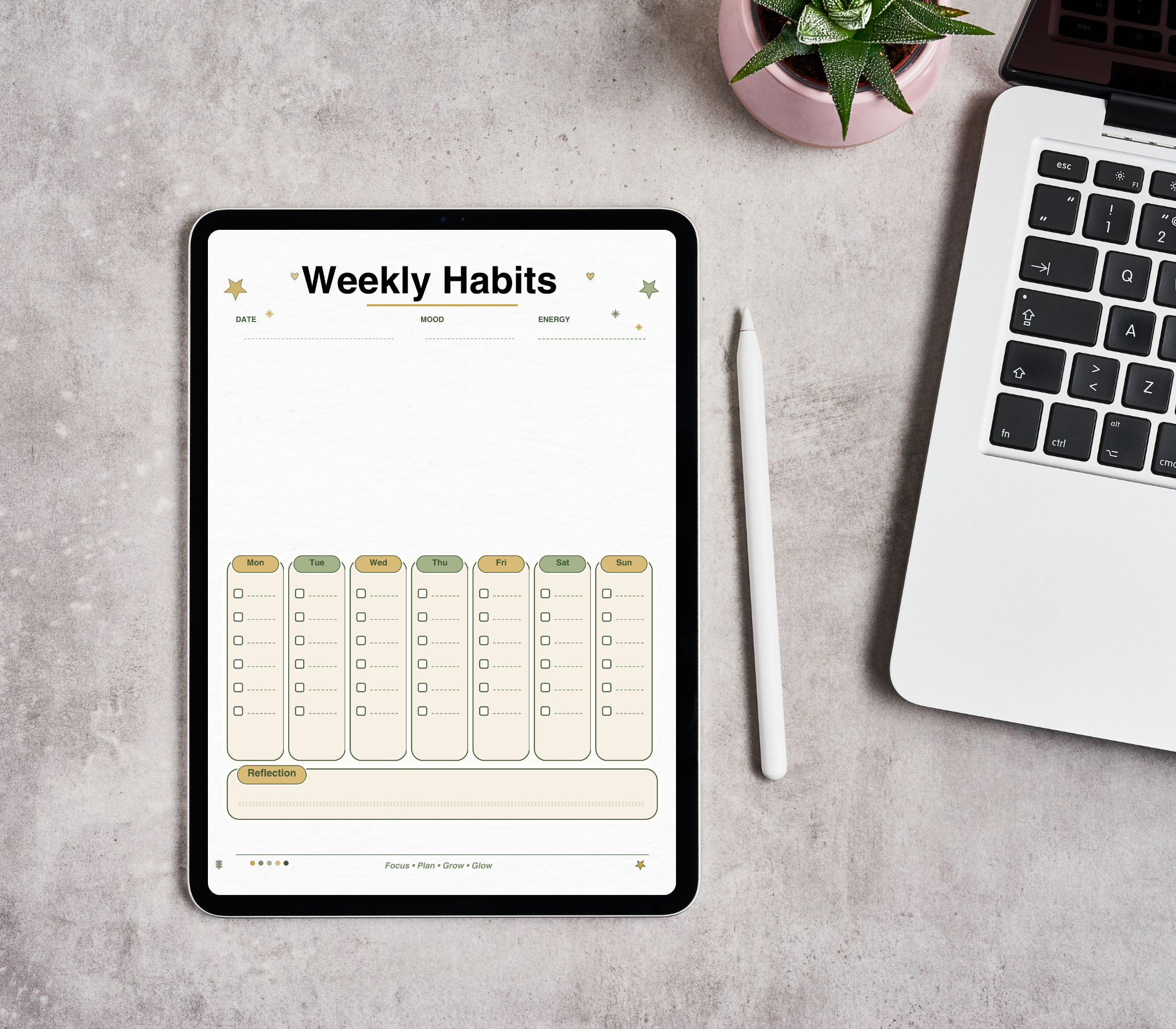 Habit Tracker | Printable PDF &amp; PNG Daily Routine Planner | Habit Building, Productivity &amp; Goal Tracking Tool