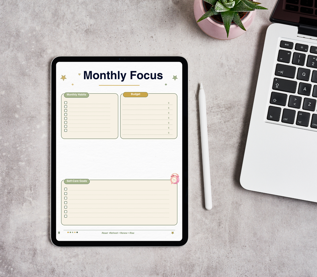 My Monthly Reset Tracker | Printable PDF &amp; PNG Planner | Monthly Reflection, Goal Setting &amp; Reset Routine Checklist