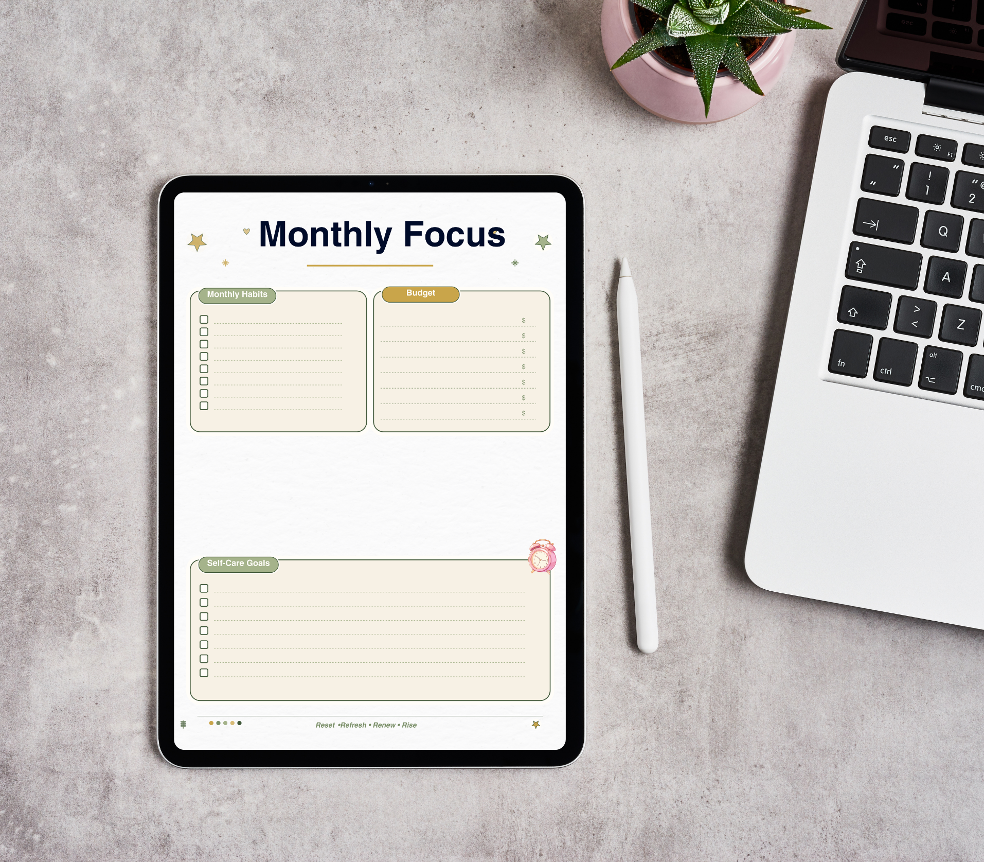My Monthly Reset Tracker | Printable PDF &amp; PNG Planner | Monthly Reflection, Goal Setting &amp; Reset Routine Checklist
