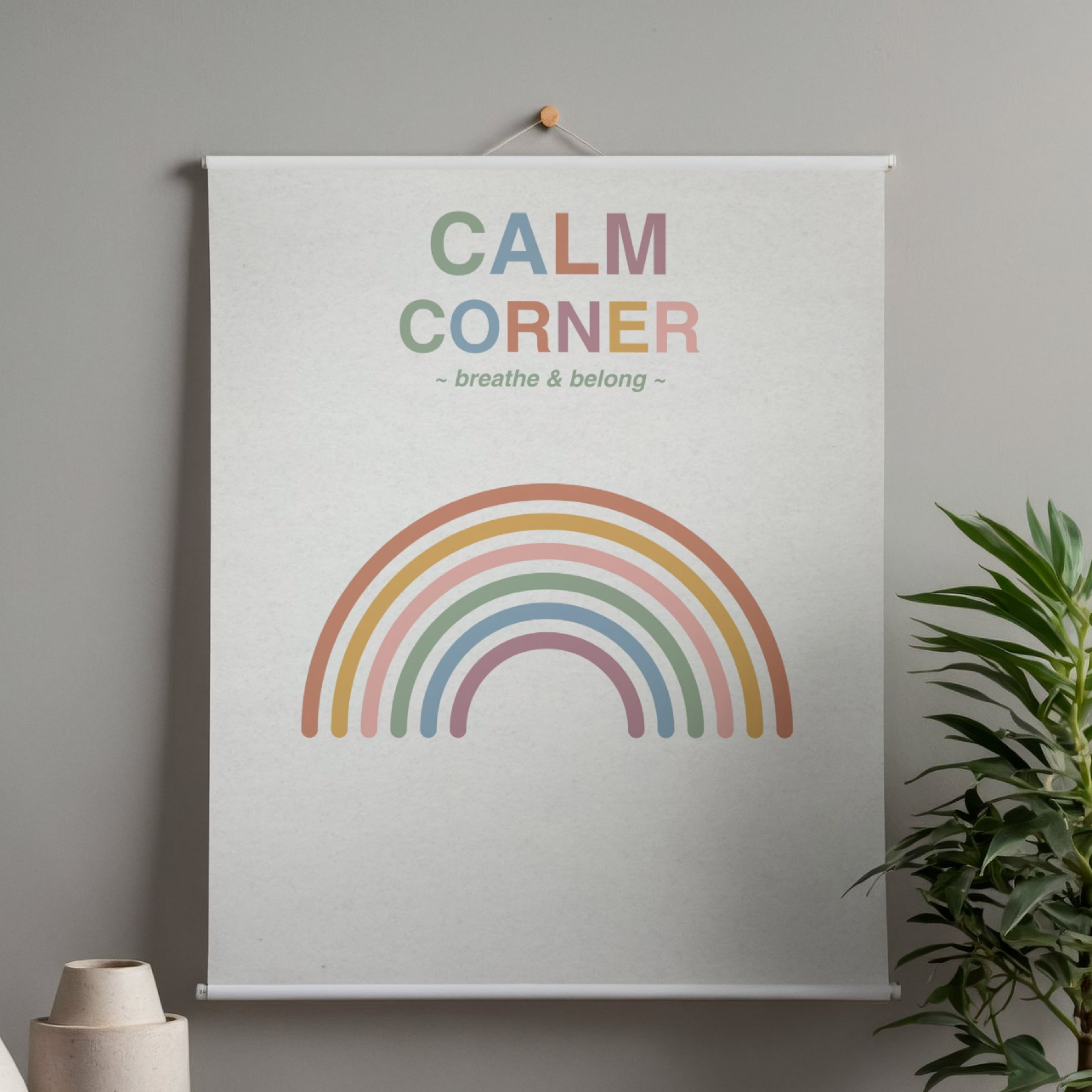 Calm Corner | Breathe and Belong Wall Art Printable | Minimalist Self-Care Quote Poster | Mindfulness &amp; Relaxation Decor | Instant Download