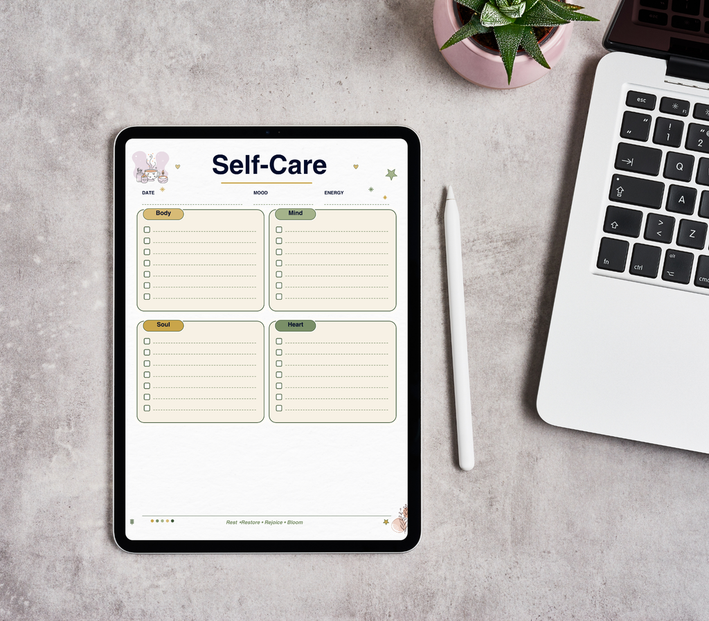 Self-Care Checklist | Printable PDF &amp; PNG Wellness Planner | Daily Self-Love Routine, Mindfulness &amp; Mental Health Tracker