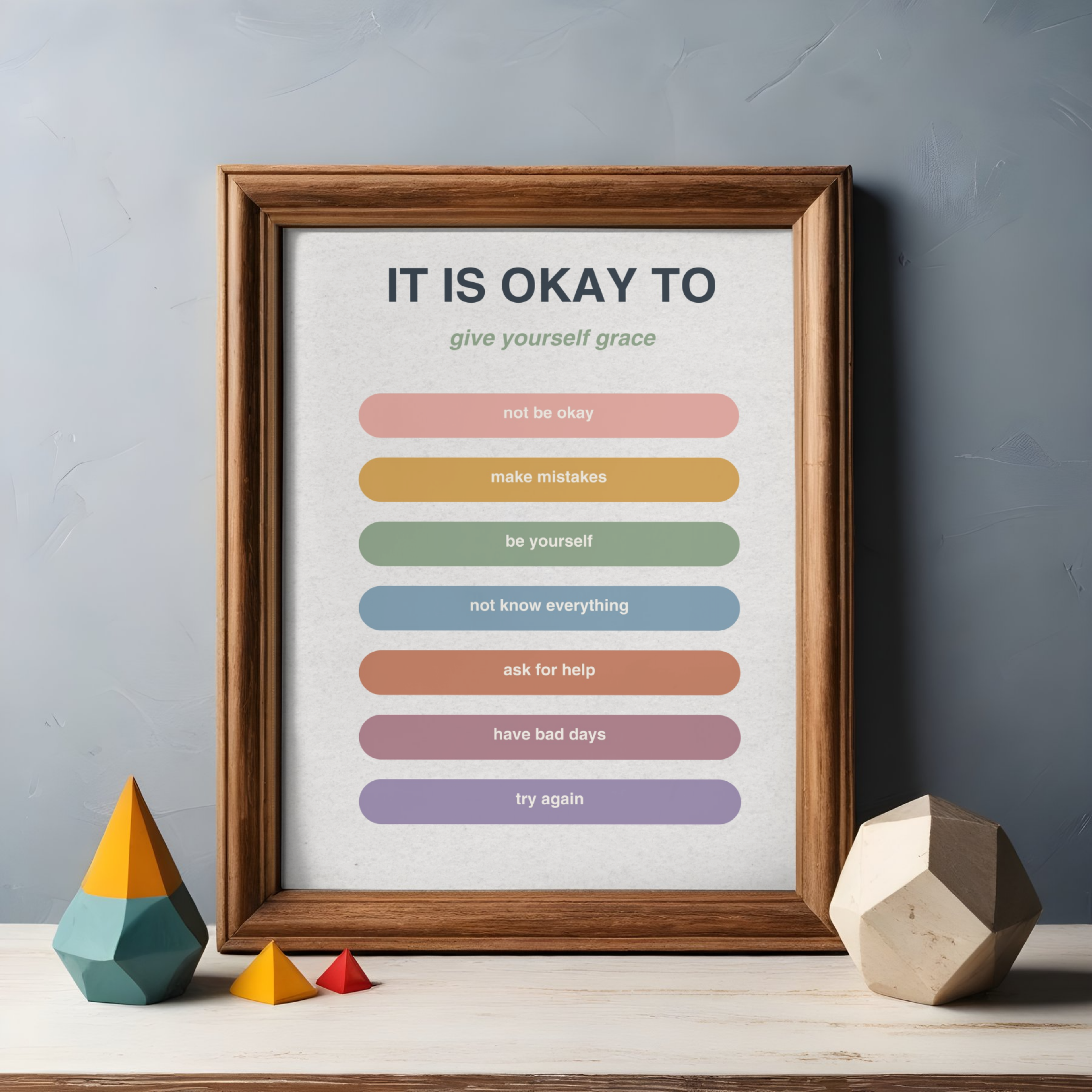 It’s Okay Wall Art | Printable Self-Love Quote Poster | Gentle Affirmation Decor for Healing, Calm &amp; Emotional Support | Instant Download