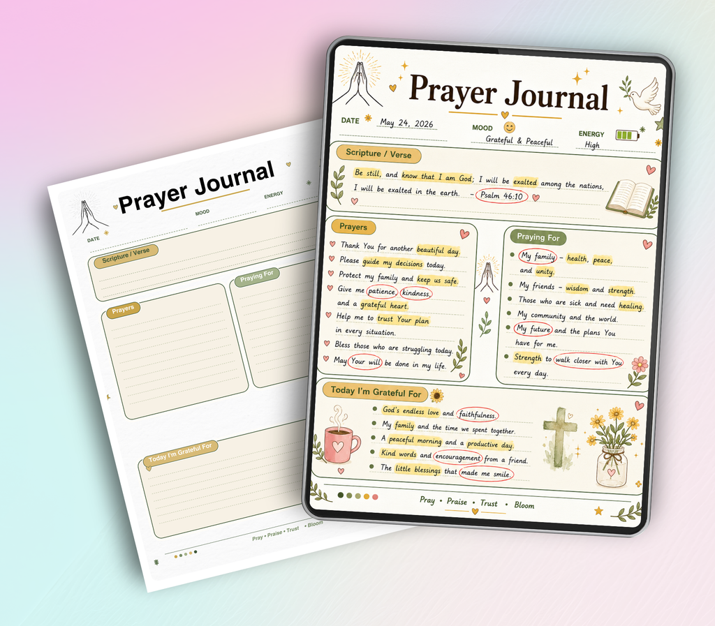 My Spirituality Tracker | Printable PDF &amp; PNG Faith Journal | Daily Spiritual Growth, Reflection &amp; Mindfulness Planner